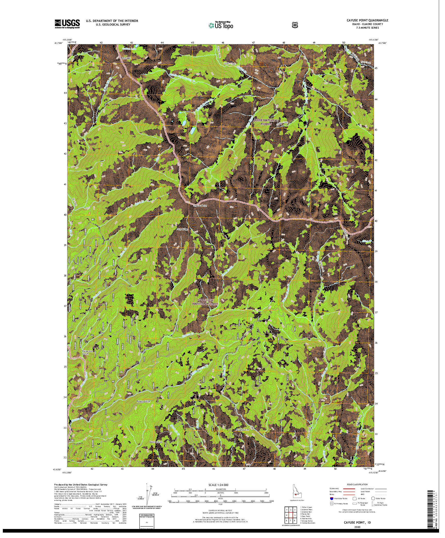 USGS US TOPO 7.5-MINUTE MAP FOR CAYUSE POINT, ID 2020