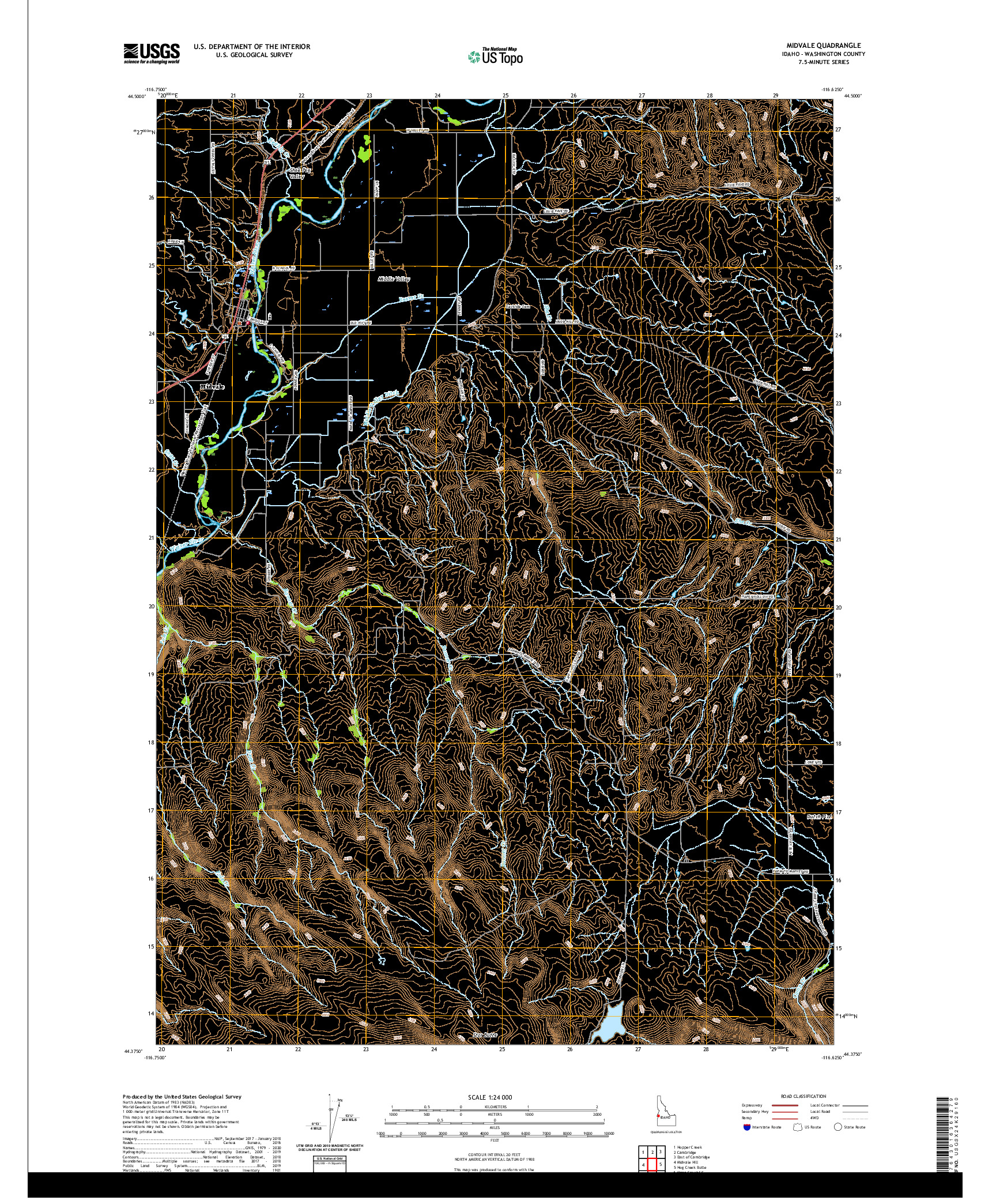 USGS US TOPO 7.5-MINUTE MAP FOR MIDVALE, ID 2020