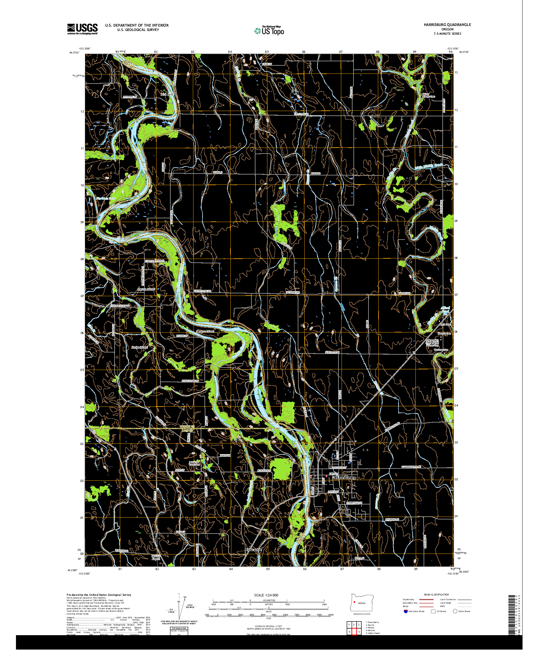 USGS US TOPO 7.5-MINUTE MAP FOR HARRISBURG, OR 2020