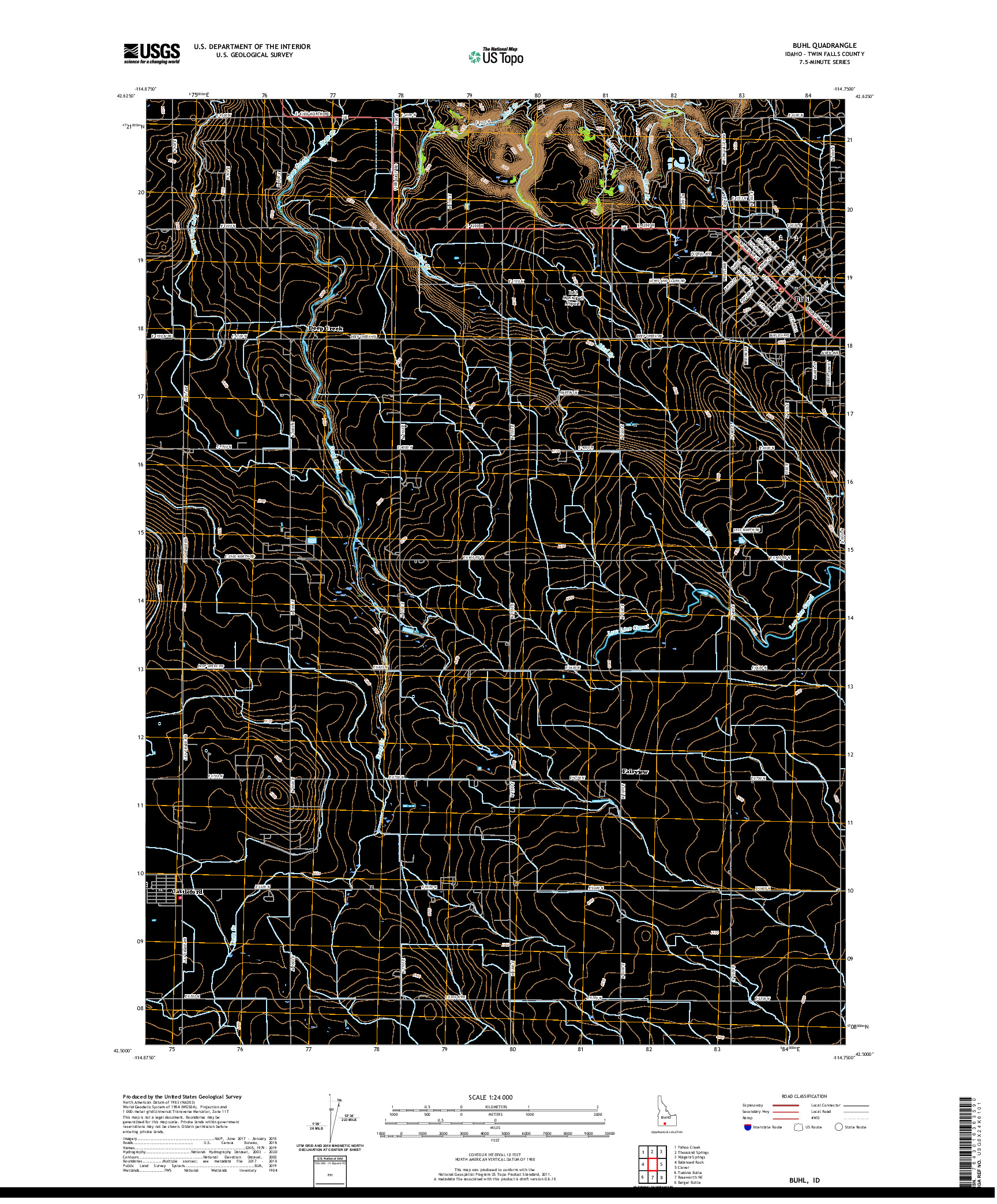 USGS US TOPO 7.5-MINUTE MAP FOR BUHL, ID 2020