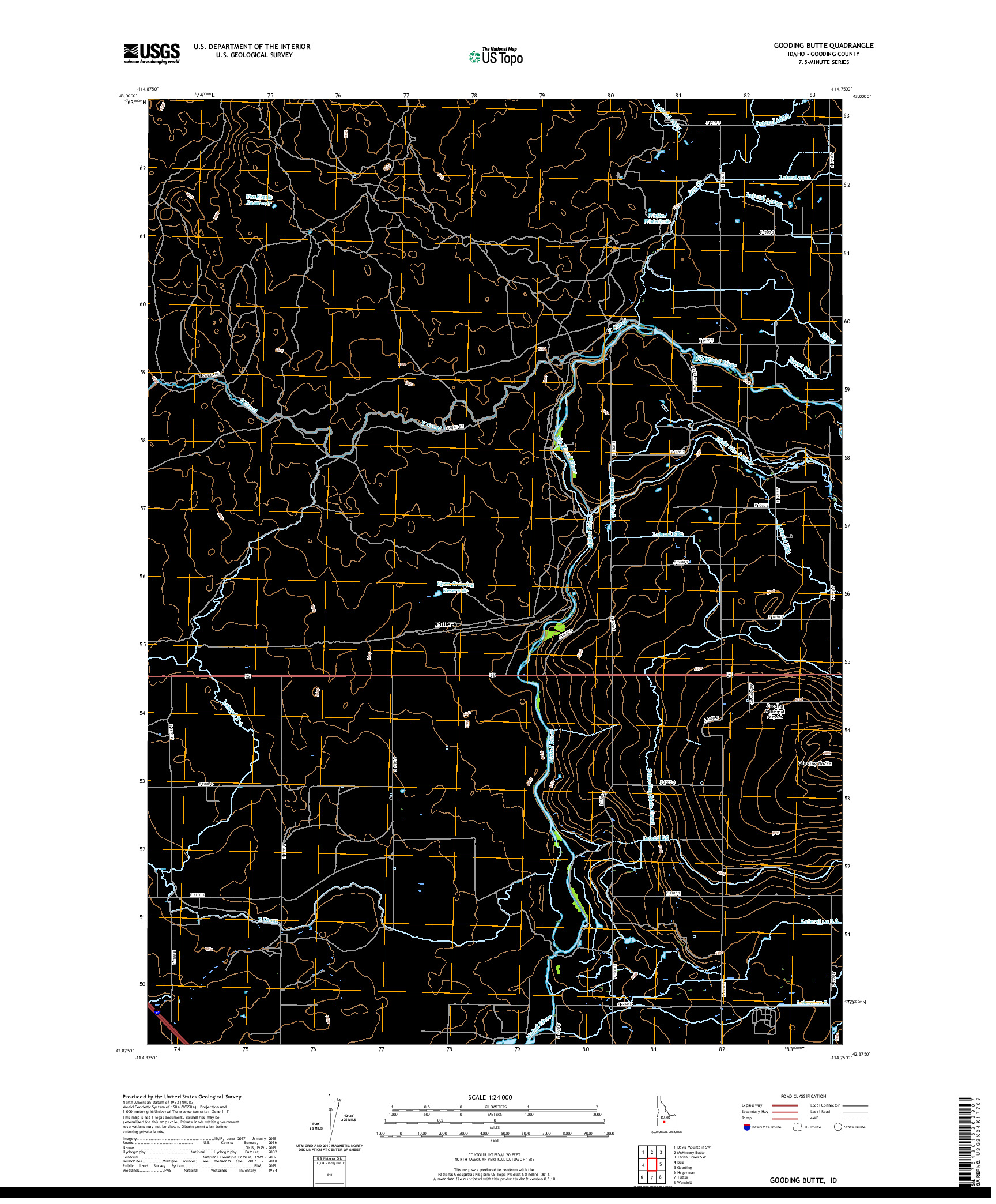 USGS US TOPO 7.5-MINUTE MAP FOR GOODING BUTTE, ID 2020