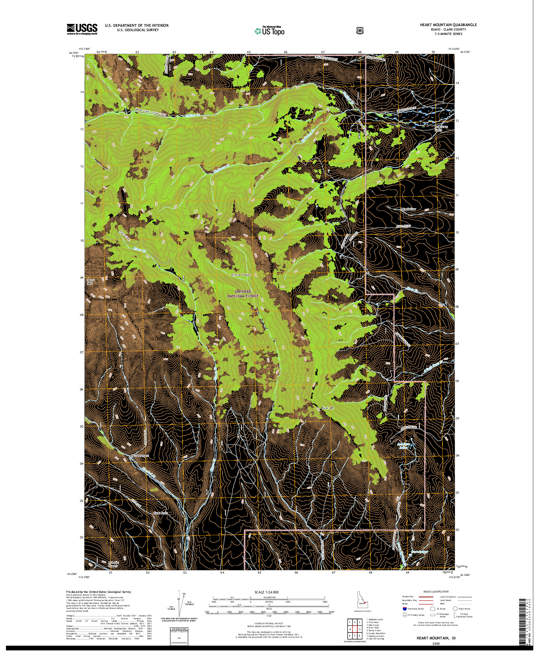 USGS US TOPO 7.5-MINUTE MAP FOR HEART MOUNTAIN, ID 2020