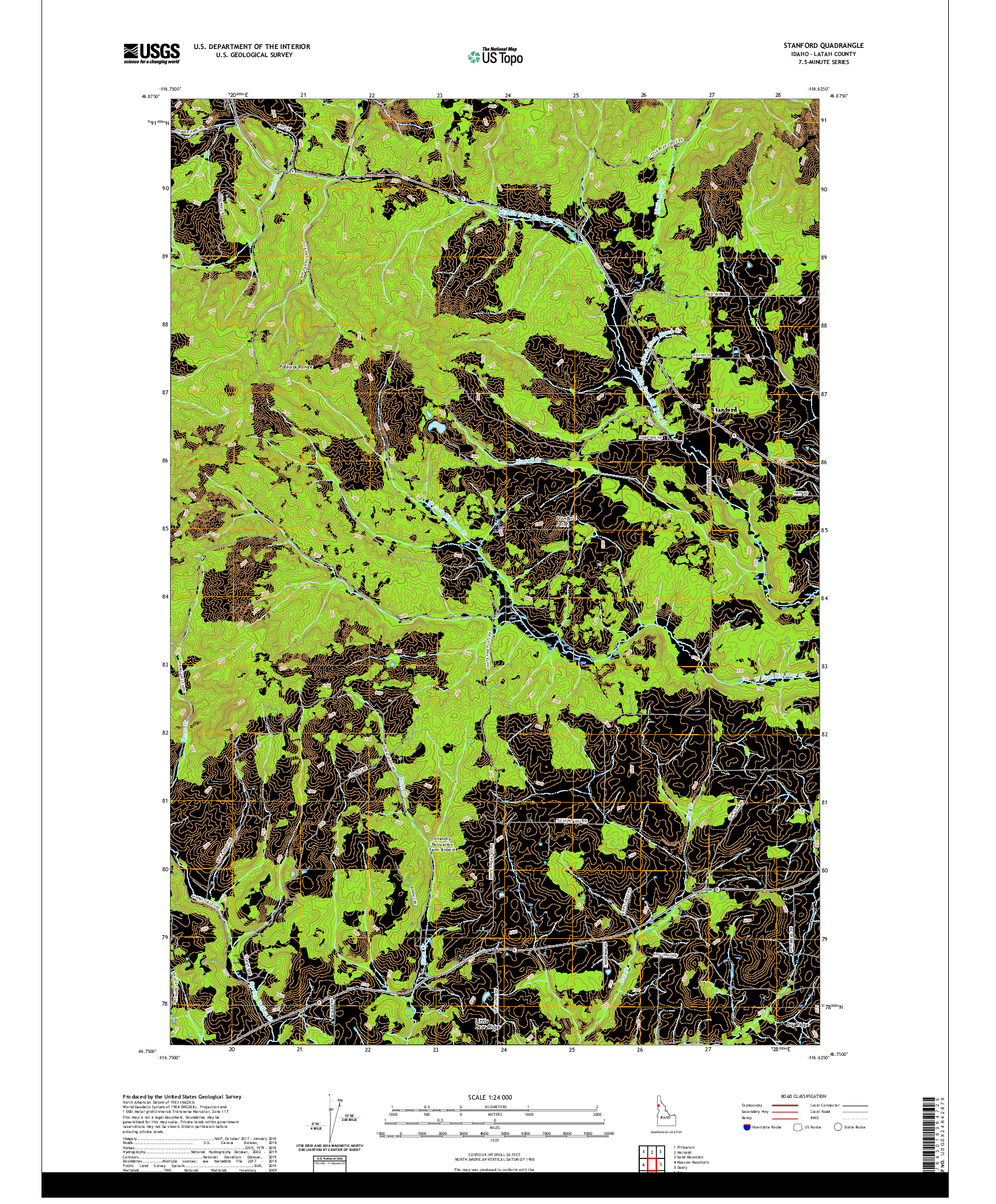 USGS US TOPO 7.5-MINUTE MAP FOR STANFORD, ID 2020