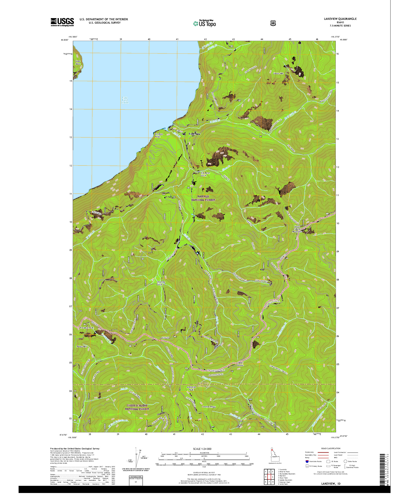 USGS US TOPO 7.5-MINUTE MAP FOR LAKEVIEW, ID 2020