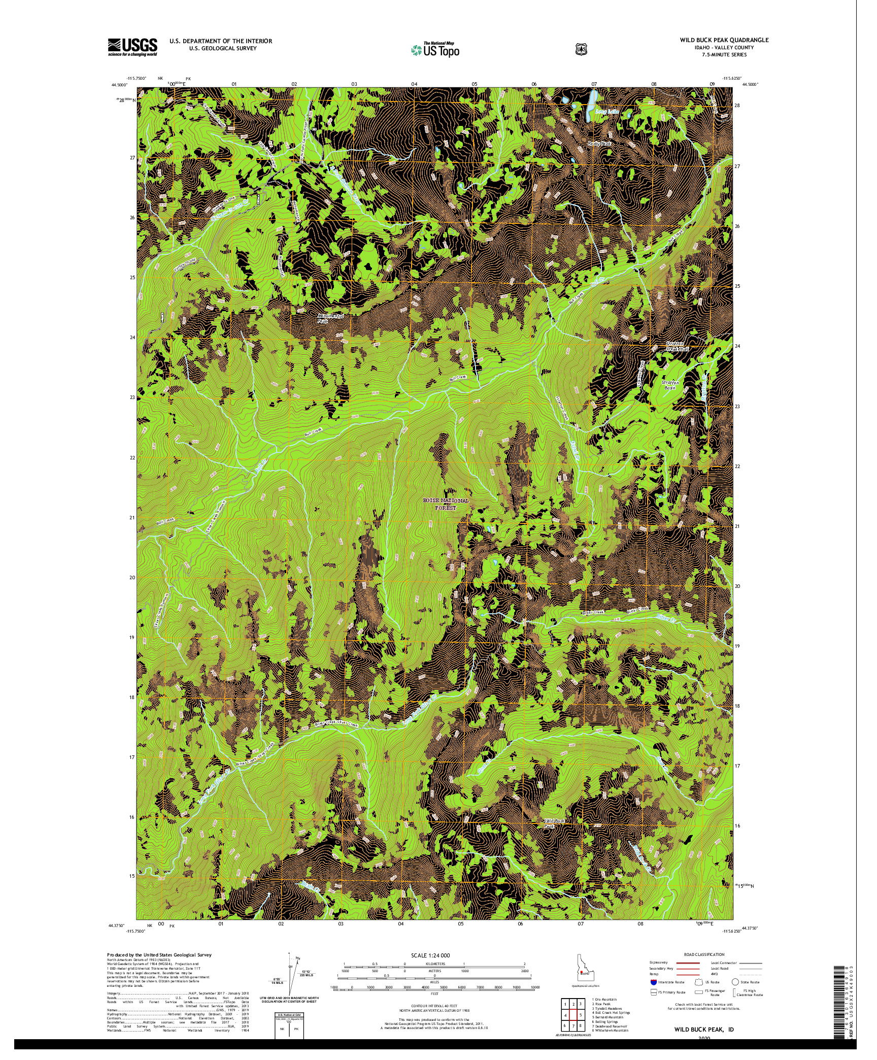 USGS US TOPO 7.5-MINUTE MAP FOR WILD BUCK PEAK, ID 2020