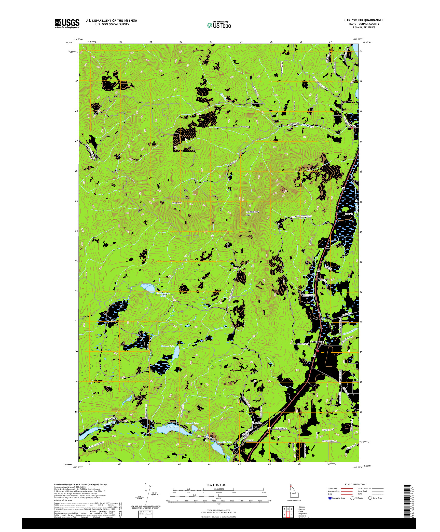 USGS US TOPO 7.5-MINUTE MAP FOR CAREYWOOD, ID 2020