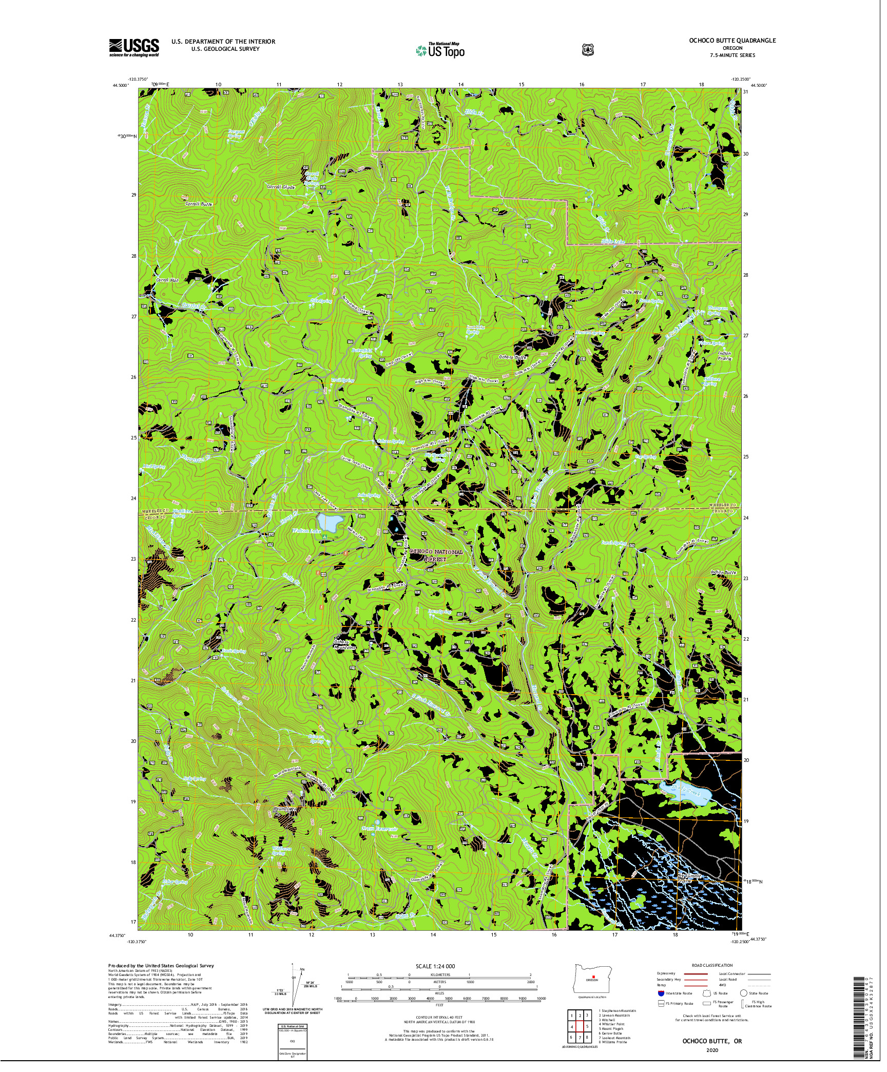 USGS US TOPO 7.5-MINUTE MAP FOR OCHOCO BUTTE, OR 2020