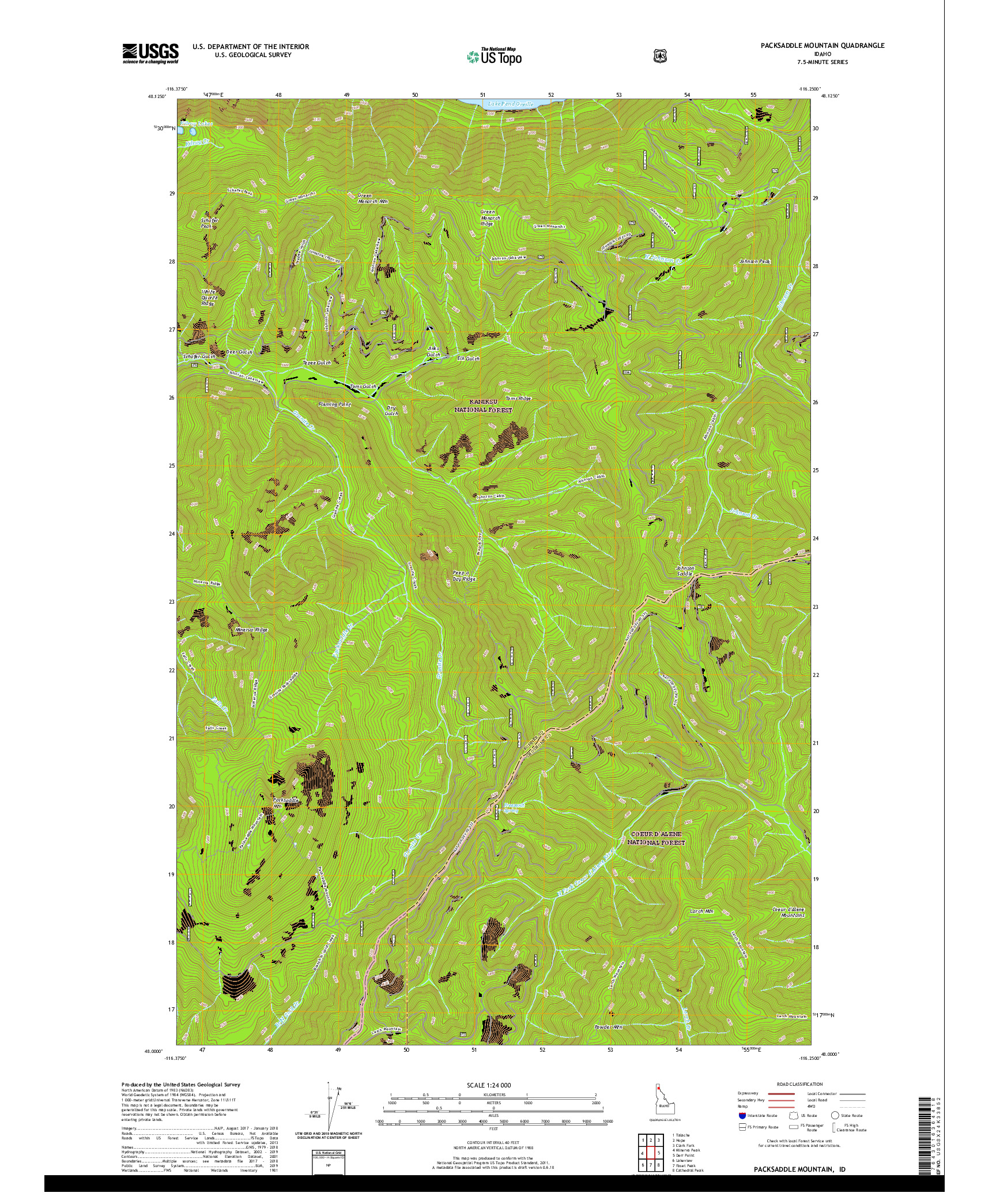 USGS US TOPO 7.5-MINUTE MAP FOR PACKSADDLE MOUNTAIN, ID 2020