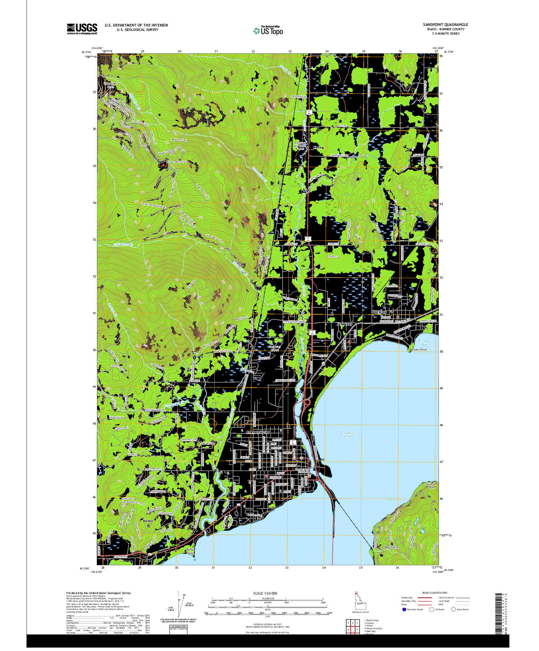 USGS US TOPO 7.5-MINUTE MAP FOR SANDPOINT, ID 2020