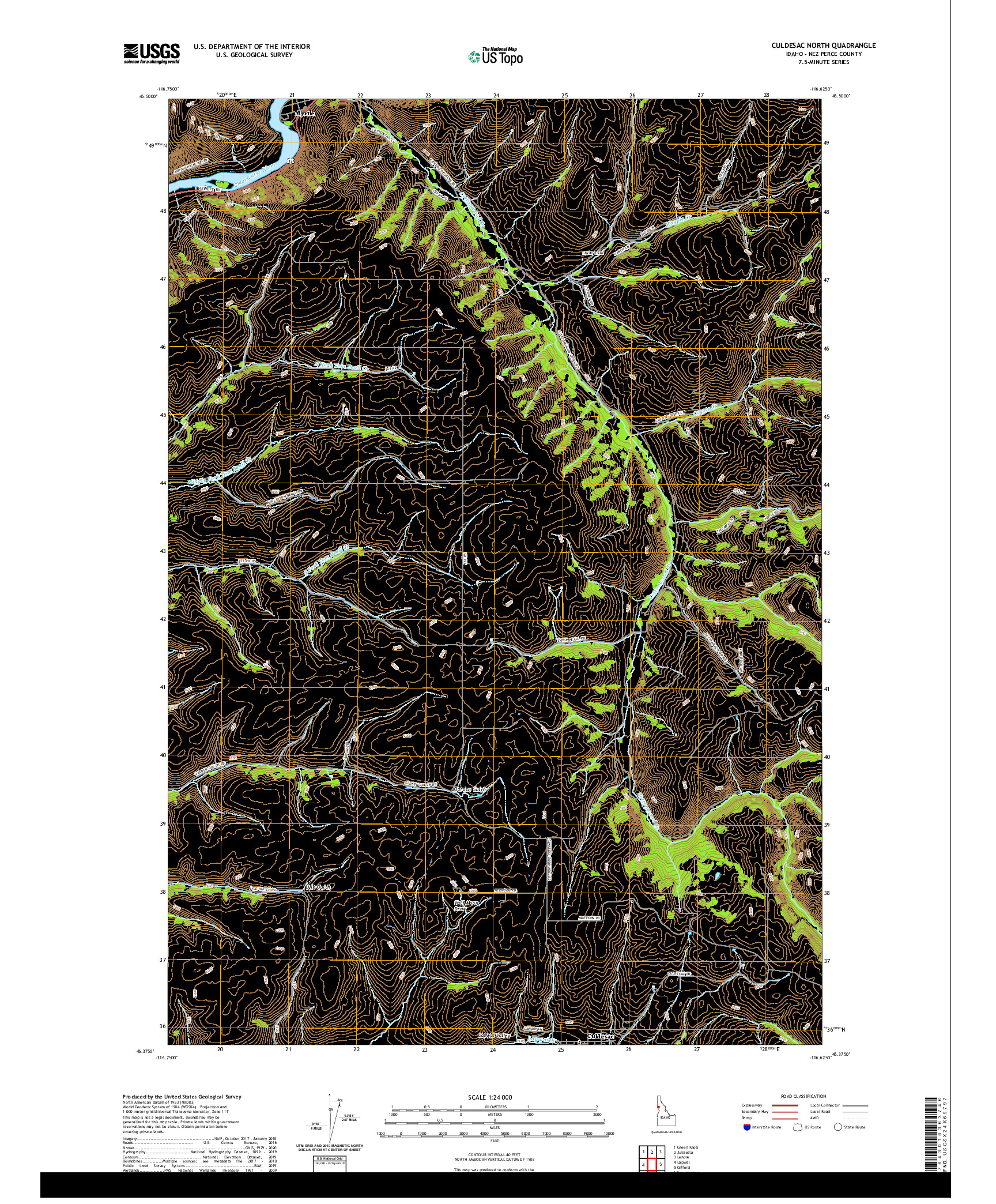 USGS US TOPO 7.5-MINUTE MAP FOR CULDESAC NORTH, ID 2020