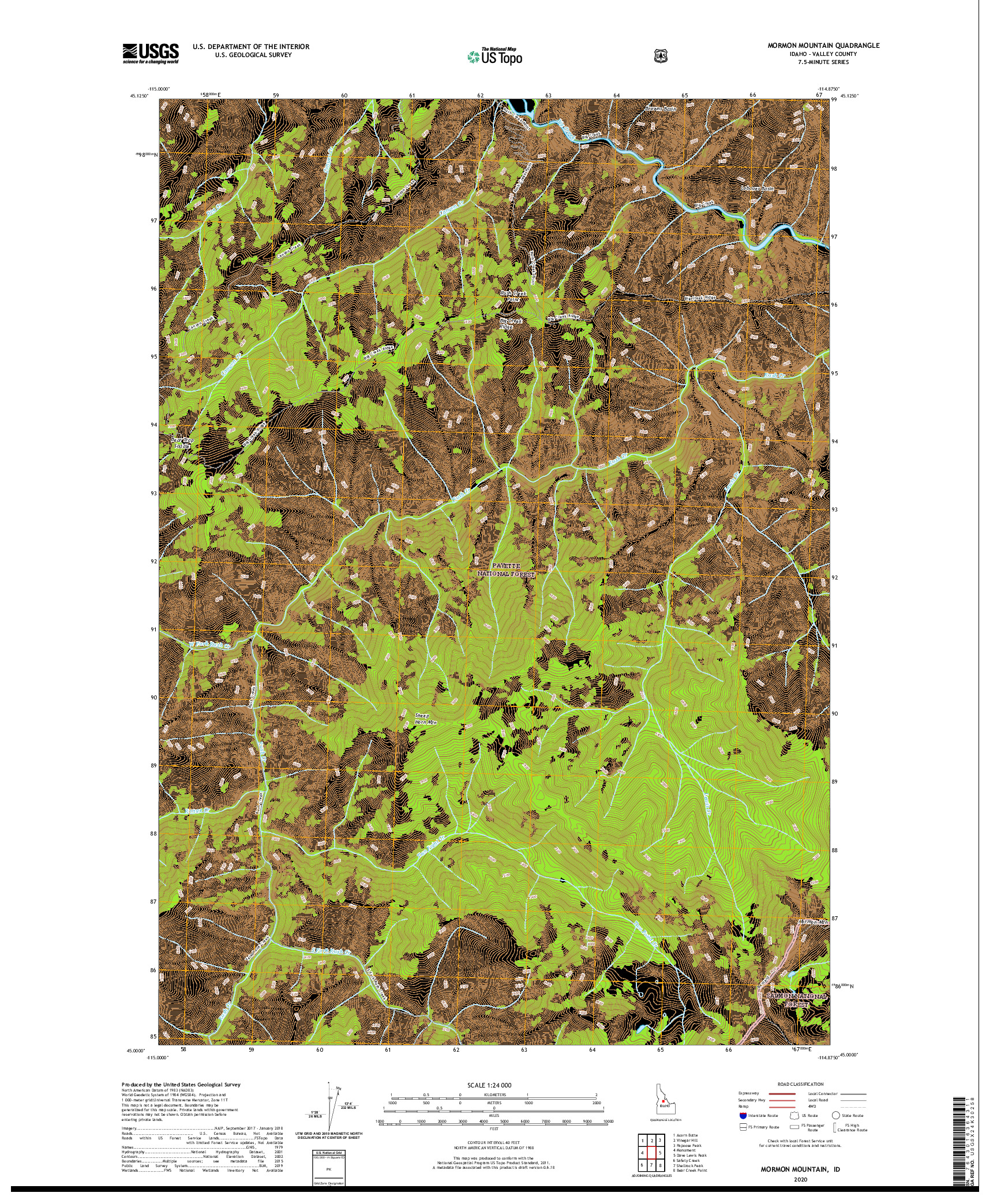 USGS US TOPO 7.5-MINUTE MAP FOR MORMON MOUNTAIN, ID 2020