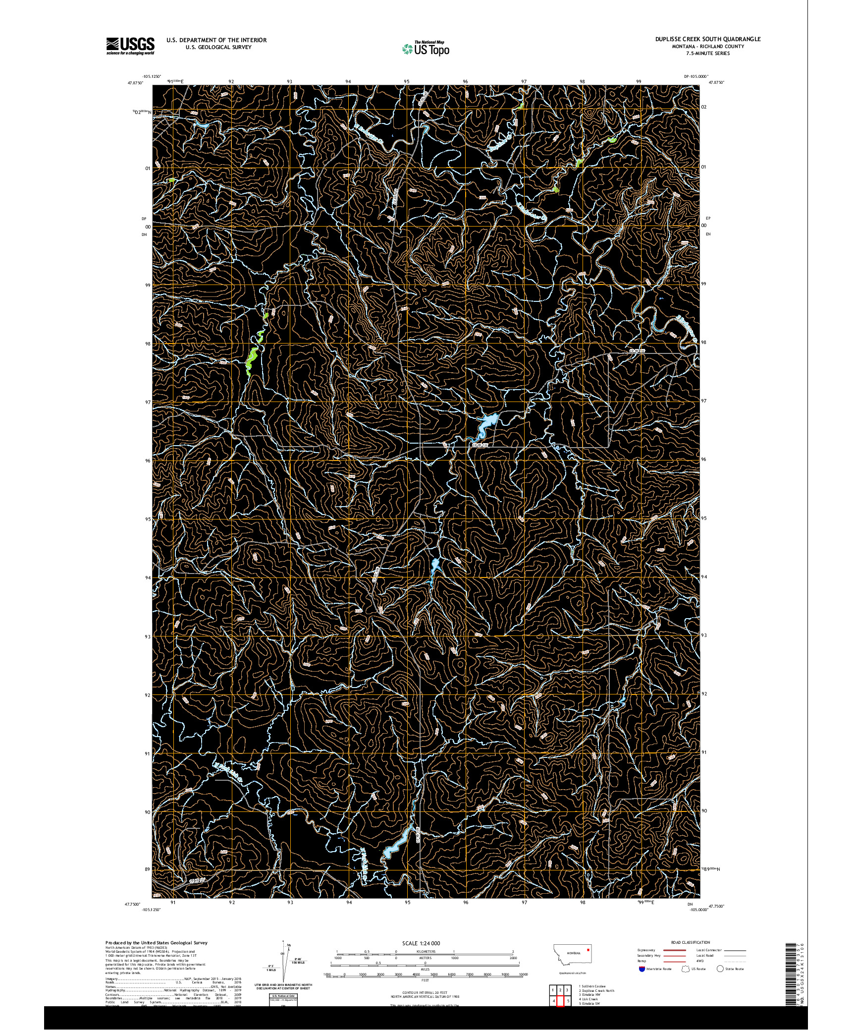 USGS US TOPO 7.5-MINUTE MAP FOR DUPLISSE CREEK SOUTH, MT 2020