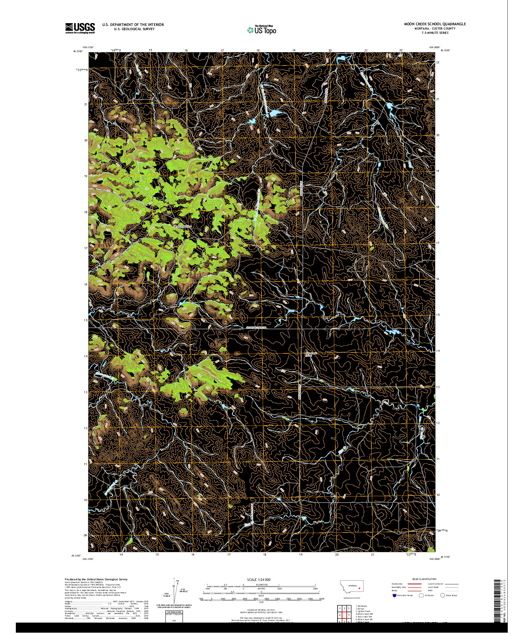 USGS US TOPO 7.5-MINUTE MAP FOR MOON CREEK SCHOOL, MT 2020