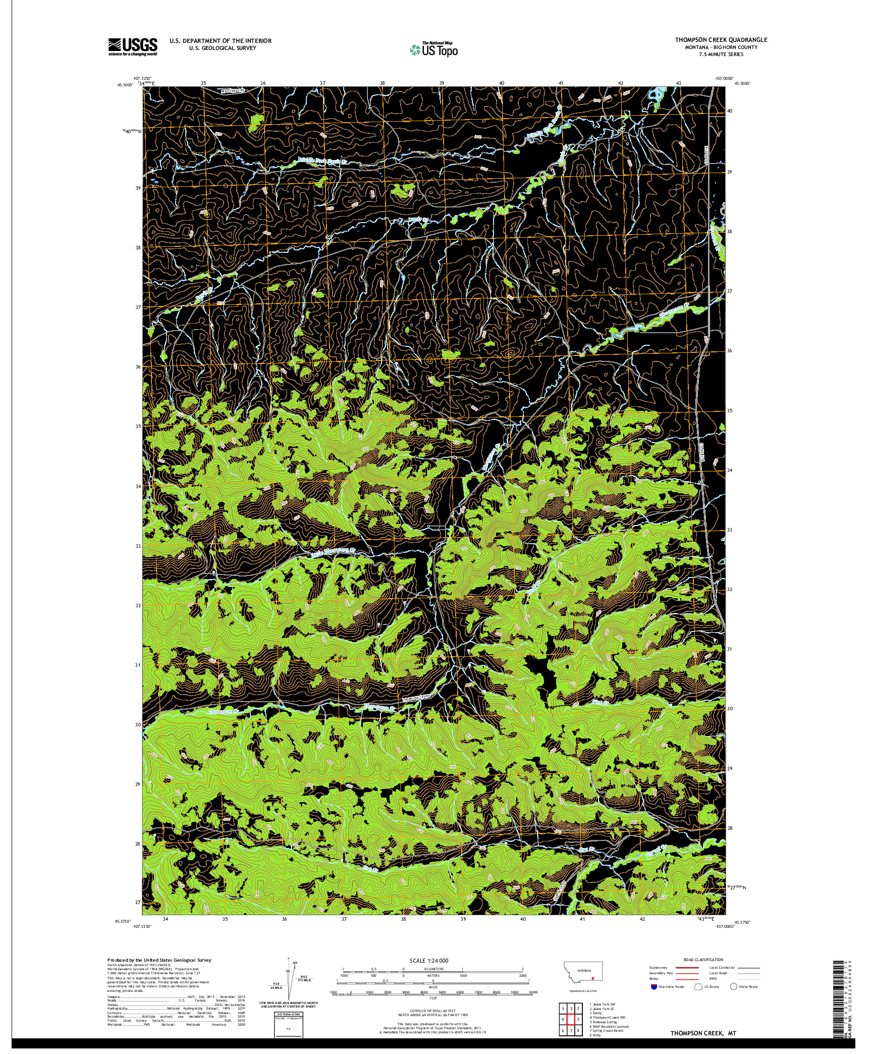 USGS US TOPO 7.5-MINUTE MAP FOR THOMPSON CREEK, MT 2020