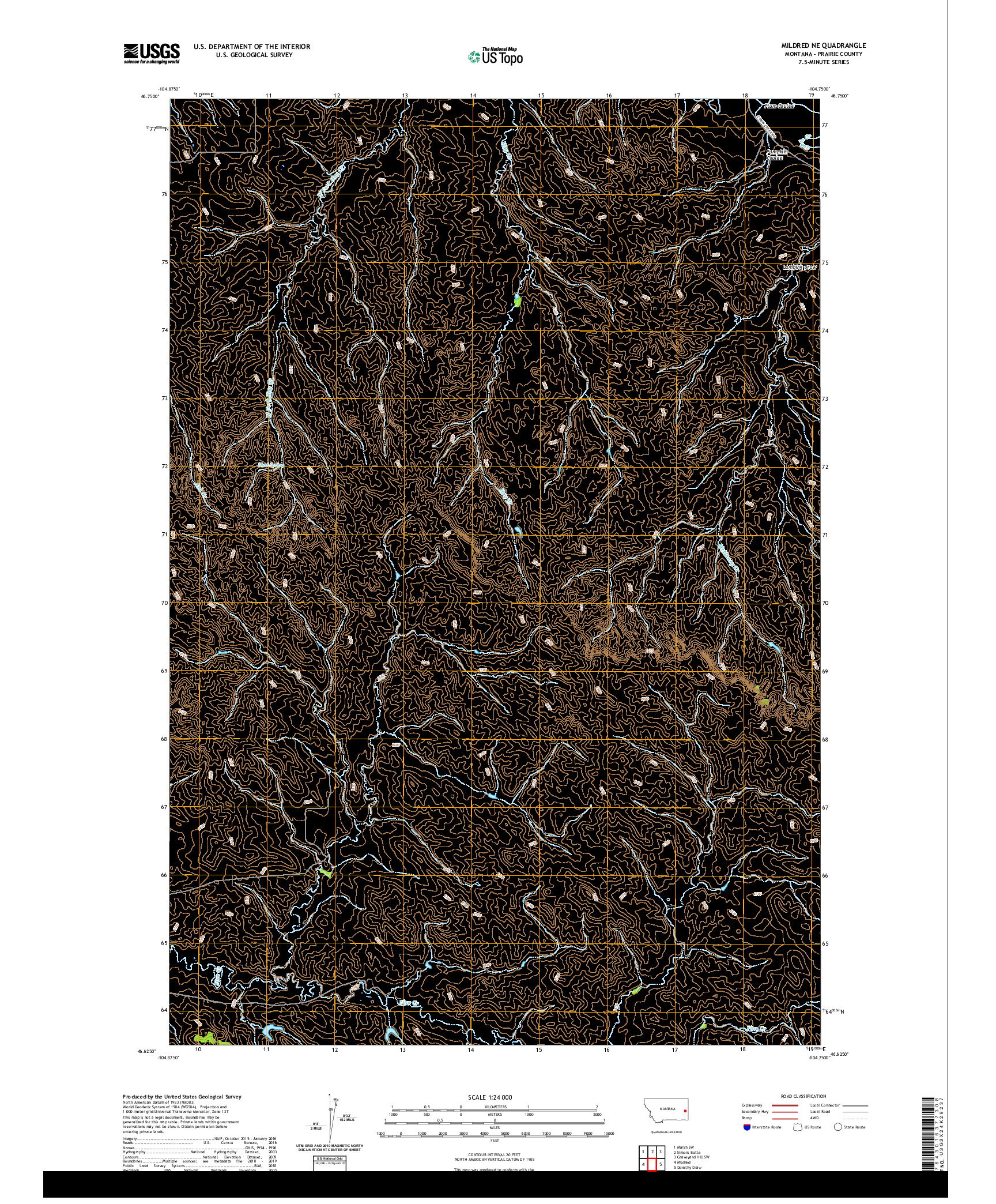 USGS US TOPO 7.5-MINUTE MAP FOR MILDRED NE, MT 2020