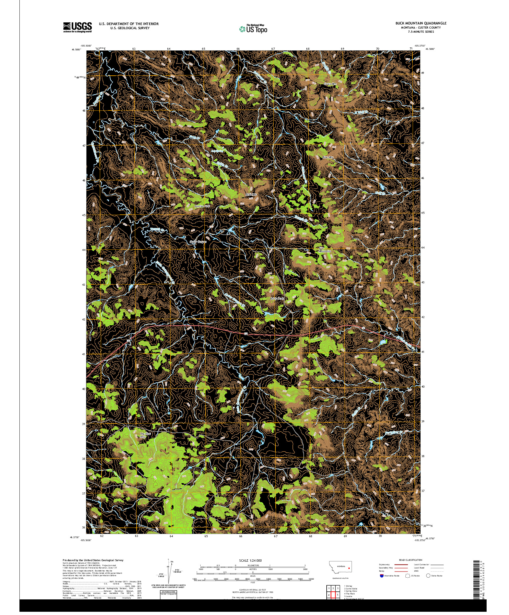 USGS US TOPO 7.5-MINUTE MAP FOR BUCK MOUNTAIN, MT 2020