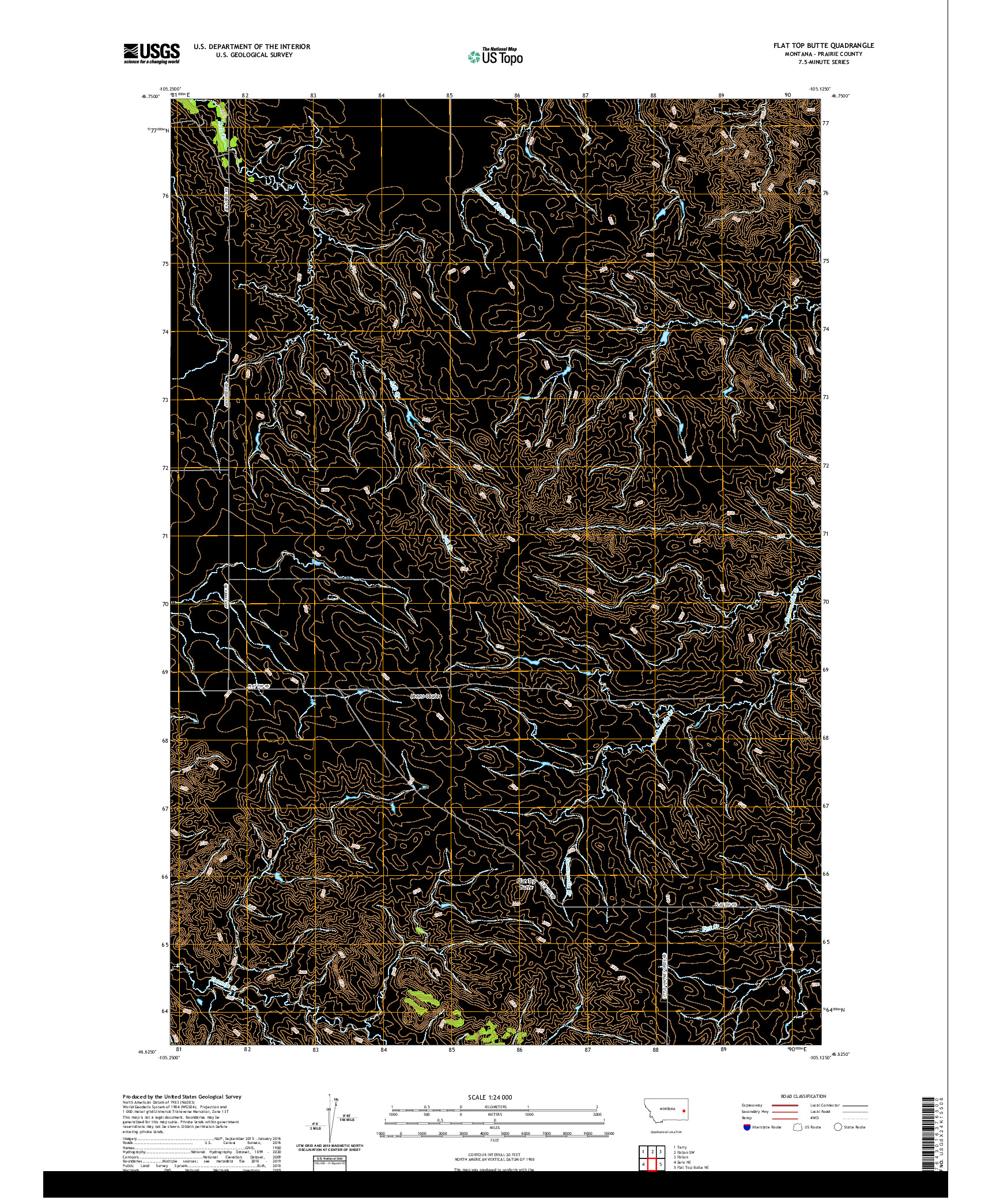 USGS US TOPO 7.5-MINUTE MAP FOR FLAT TOP BUTTE, MT 2020