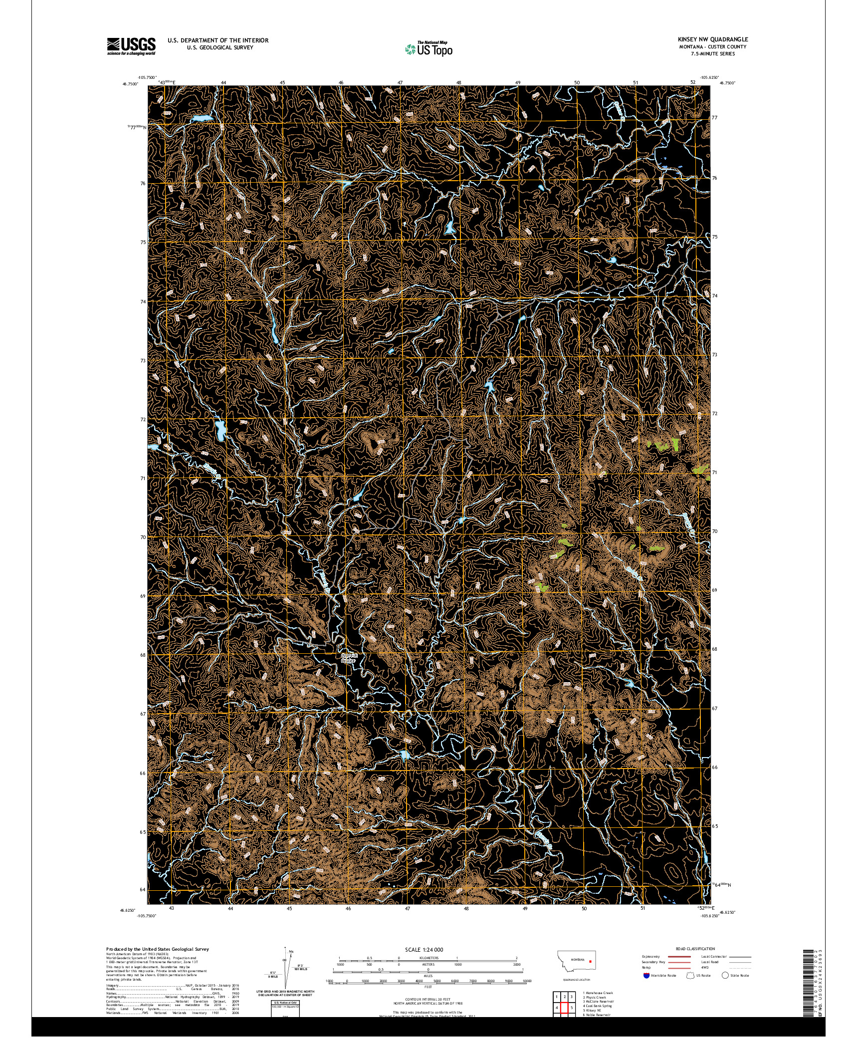 USGS US TOPO 7.5-MINUTE MAP FOR KINSEY NW, MT 2020