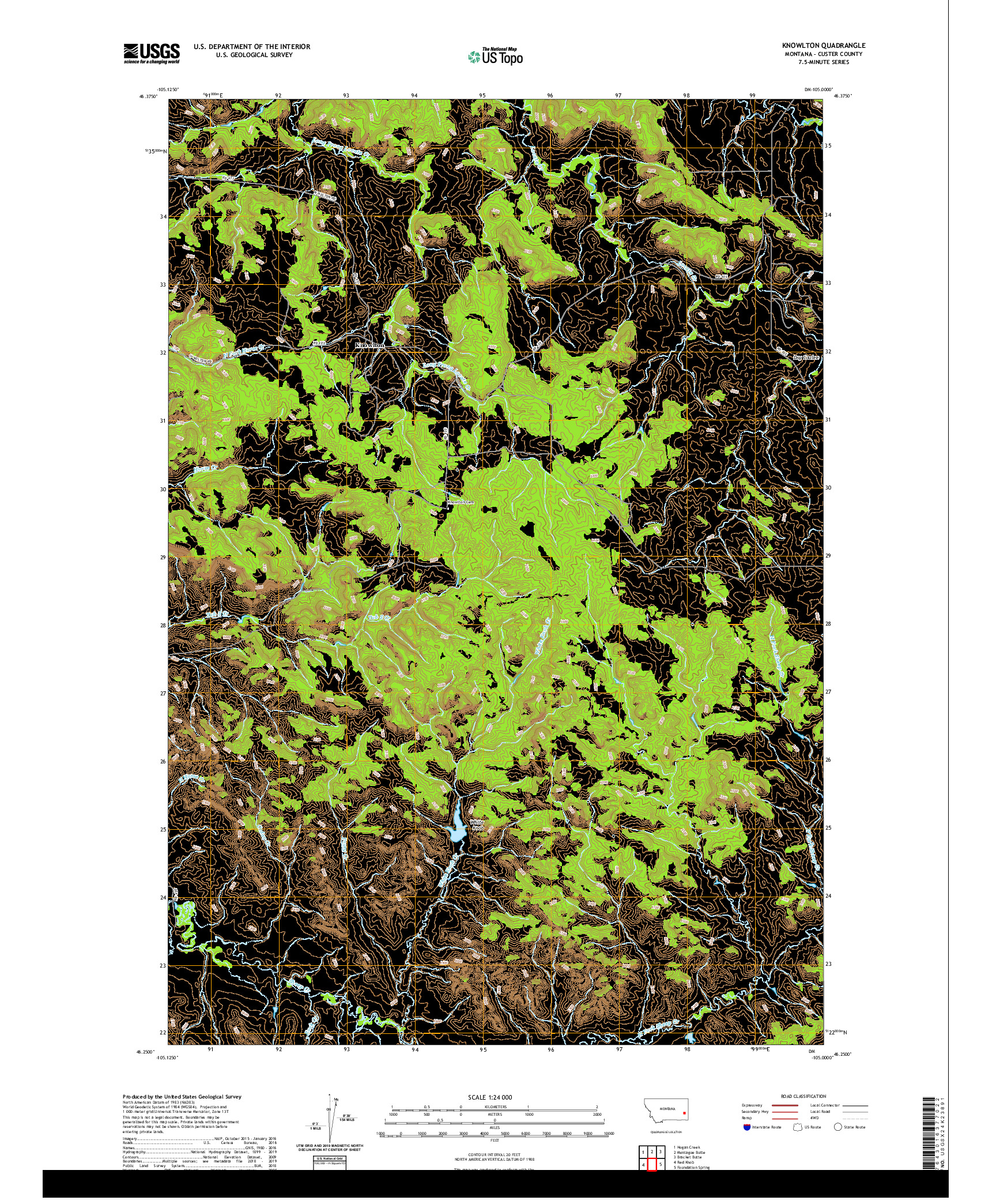 USGS US TOPO 7.5-MINUTE MAP FOR KNOWLTON, MT 2020