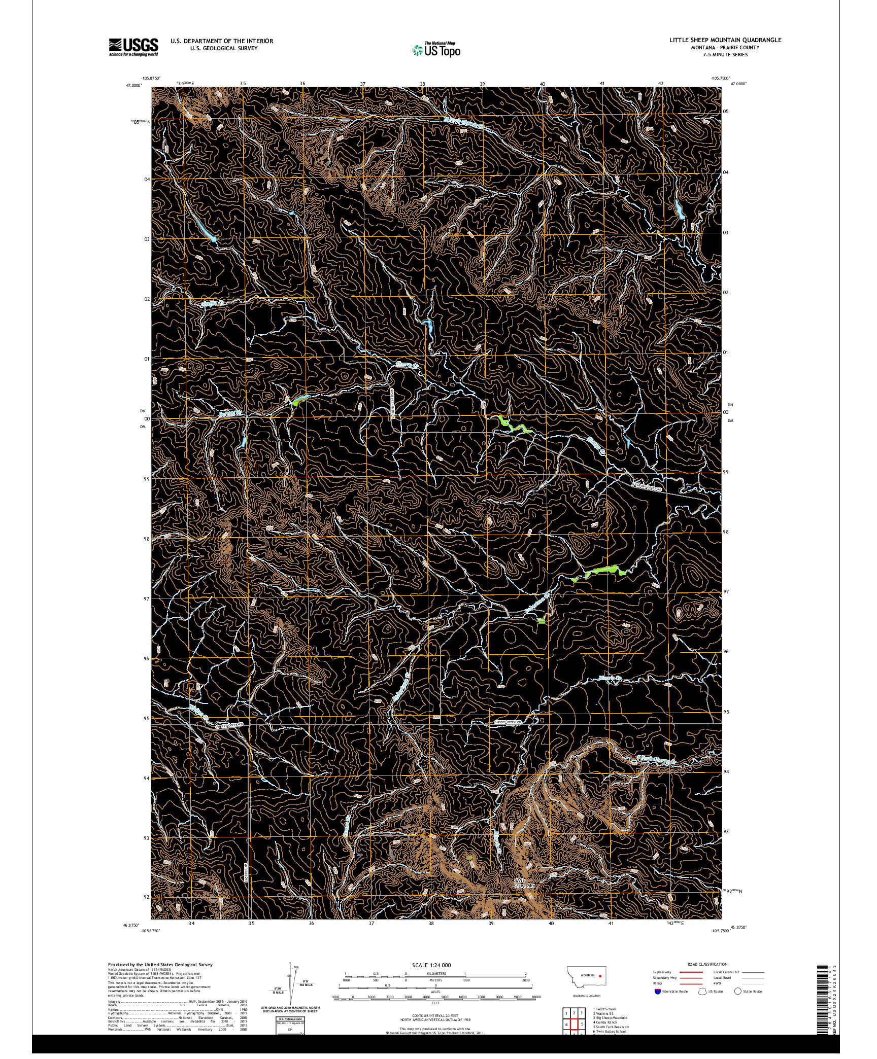 USGS US TOPO 7.5-MINUTE MAP FOR LITTLE SHEEP MOUNTAIN, MT 2020