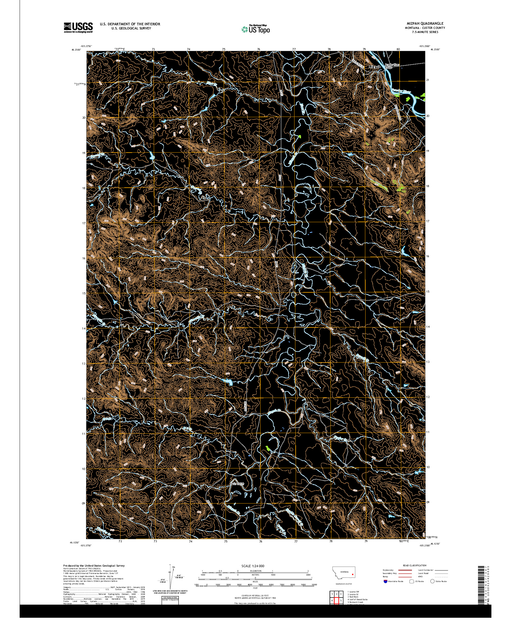 USGS US TOPO 7.5-MINUTE MAP FOR MIZPAH, MT 2020