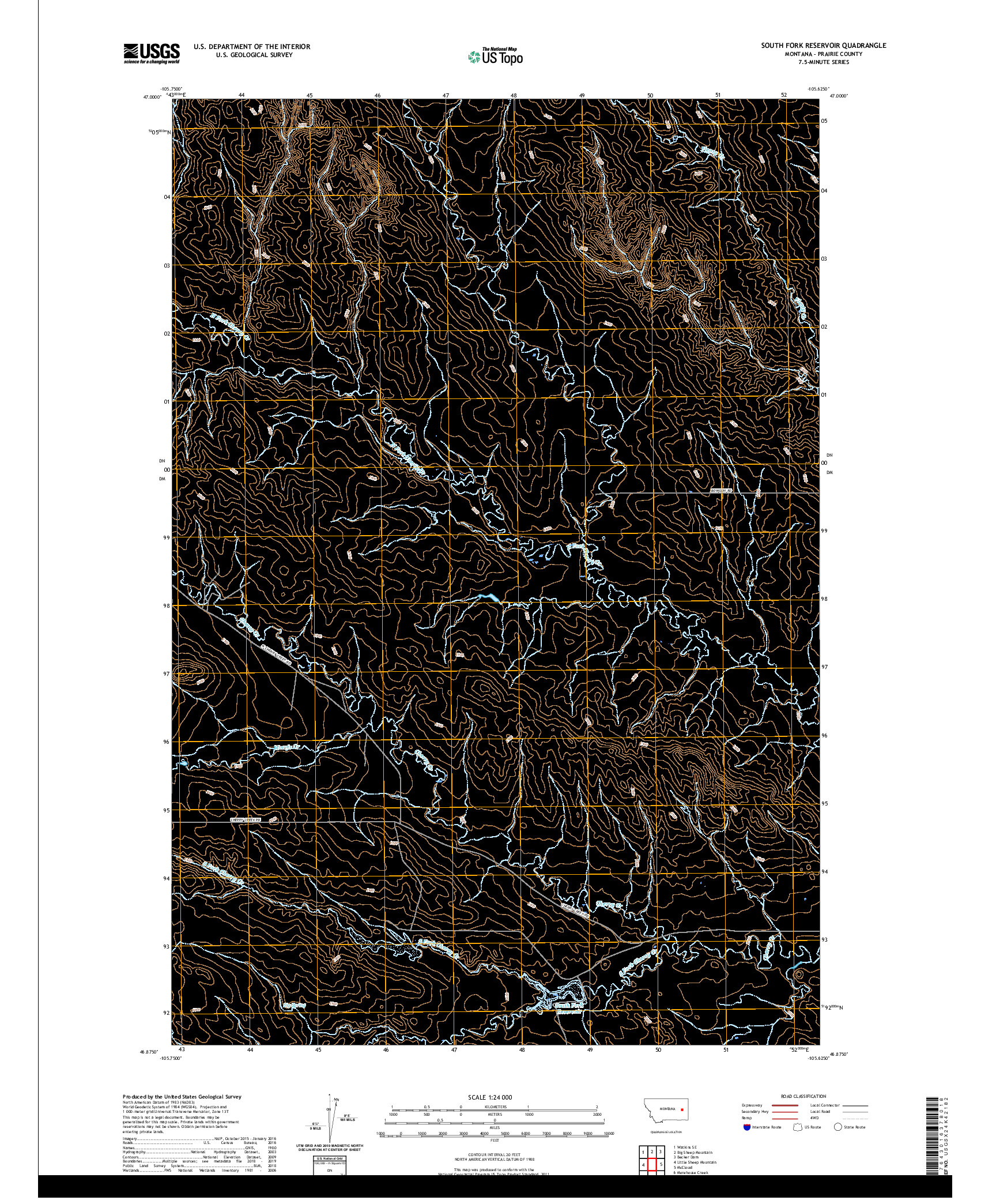 USGS US TOPO 7.5-MINUTE MAP FOR SOUTH FORK RESERVOIR, MT 2020