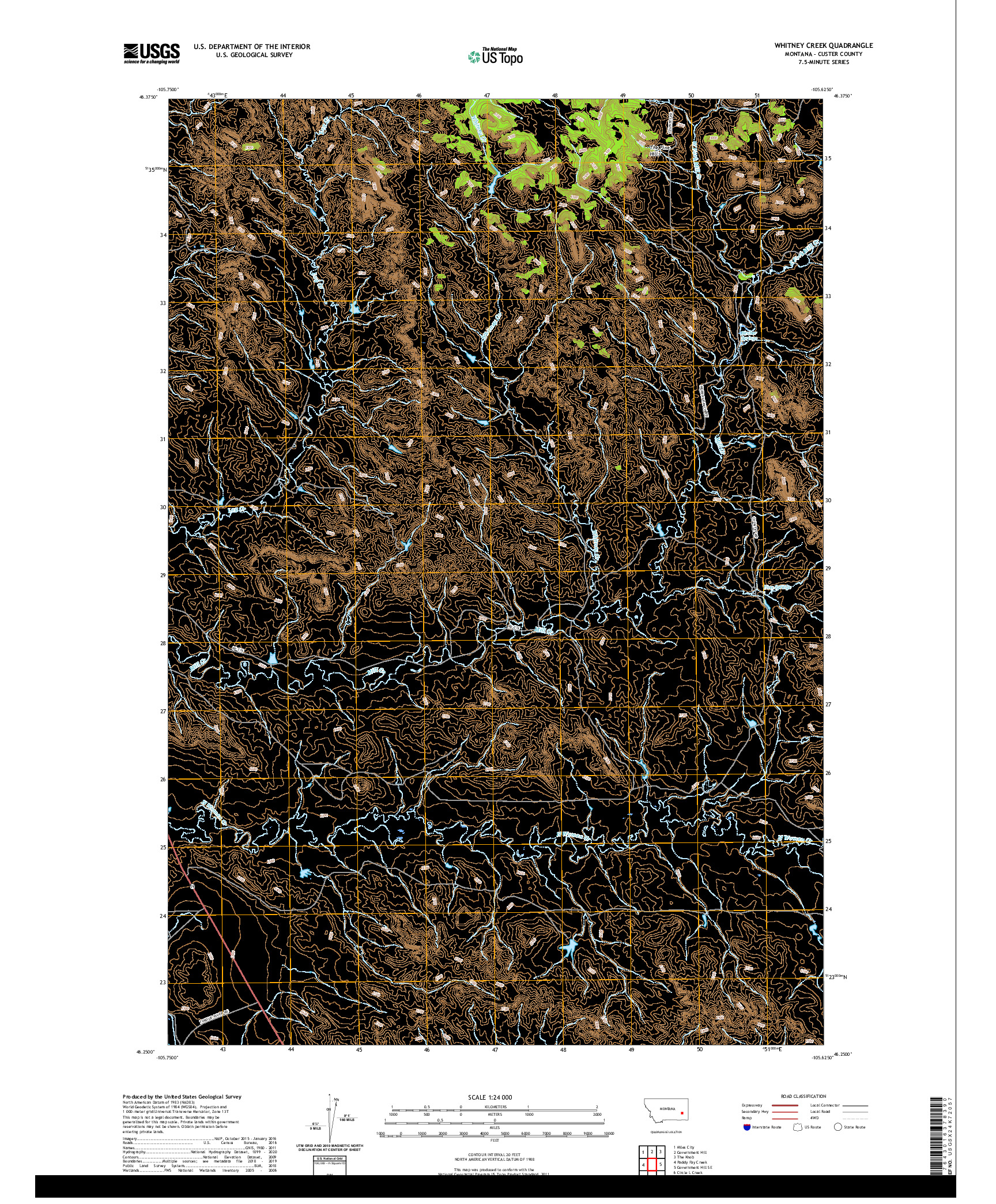 USGS US TOPO 7.5-MINUTE MAP FOR WHITNEY CREEK, MT 2020