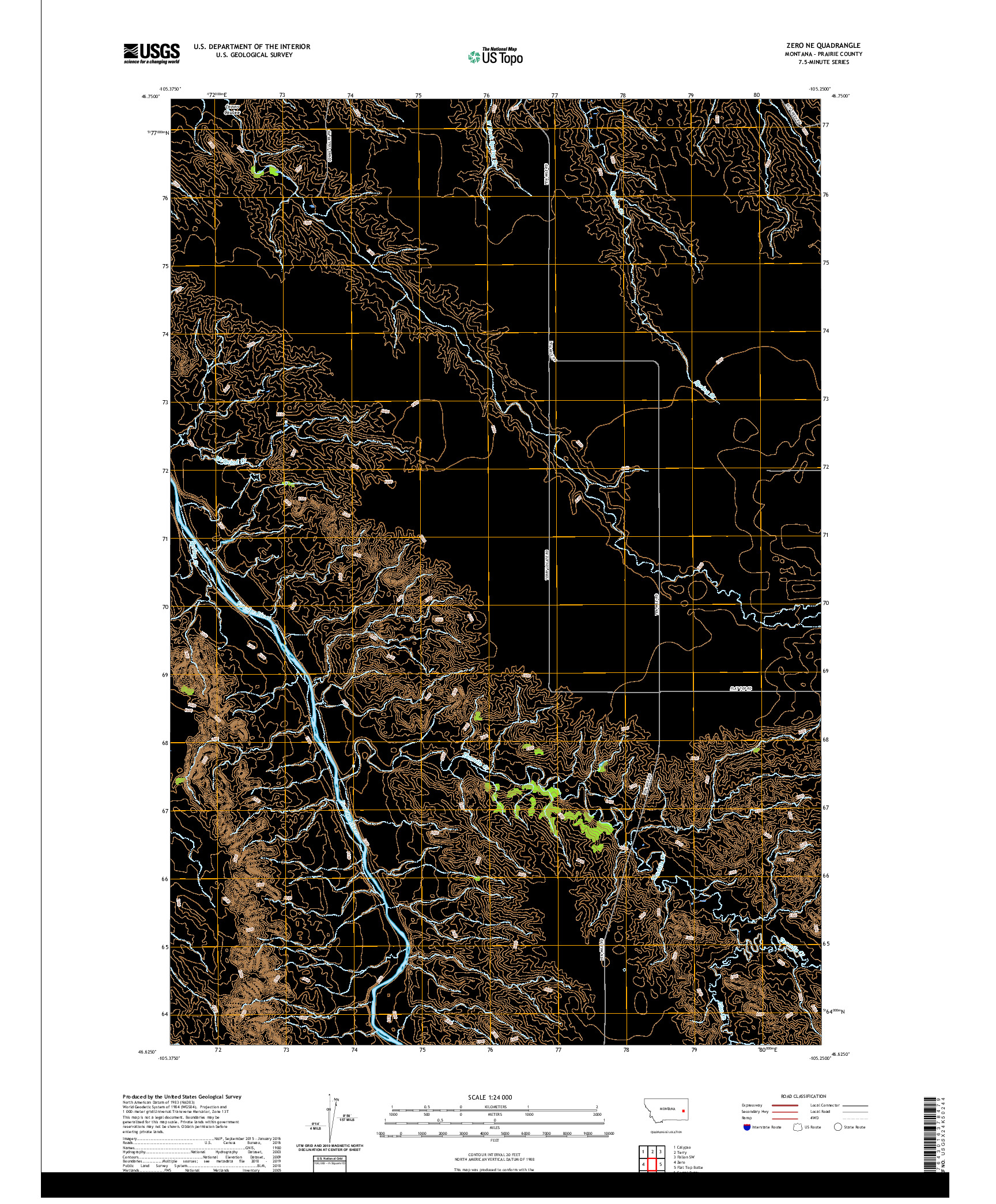 USGS US TOPO 7.5-MINUTE MAP FOR ZERO NE, MT 2020