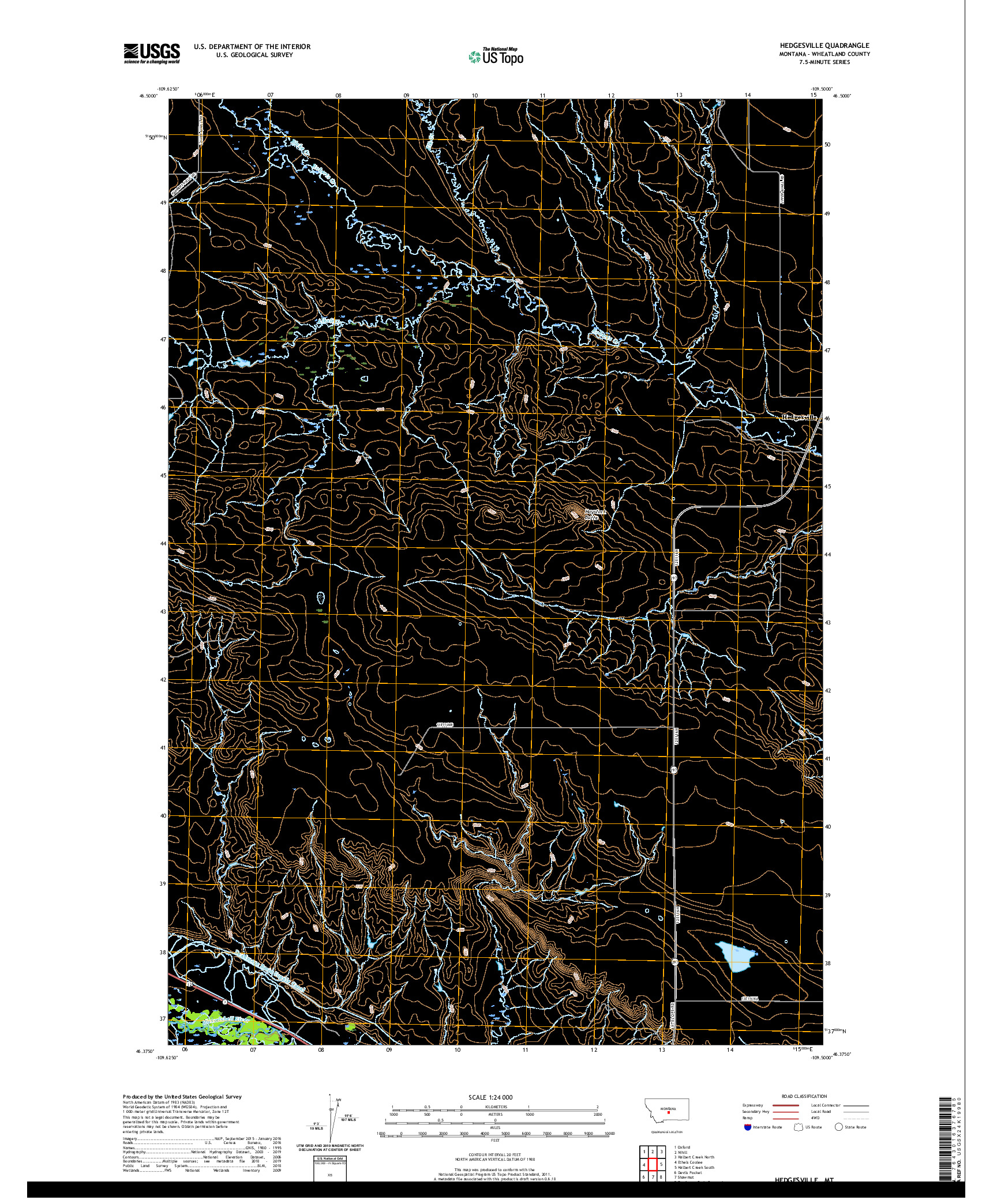 USGS US TOPO 7.5-MINUTE MAP FOR HEDGESVILLE, MT 2020