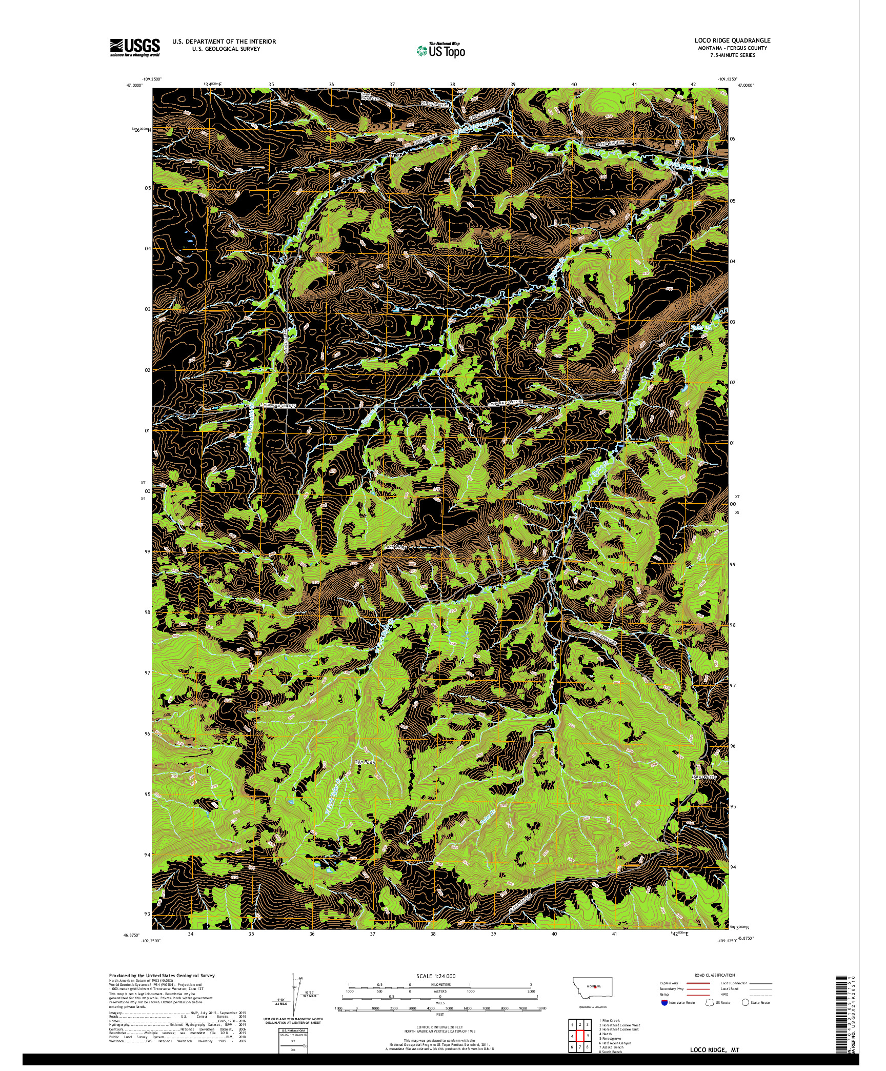 USGS US TOPO 7.5-MINUTE MAP FOR LOCO RIDGE, MT 2020