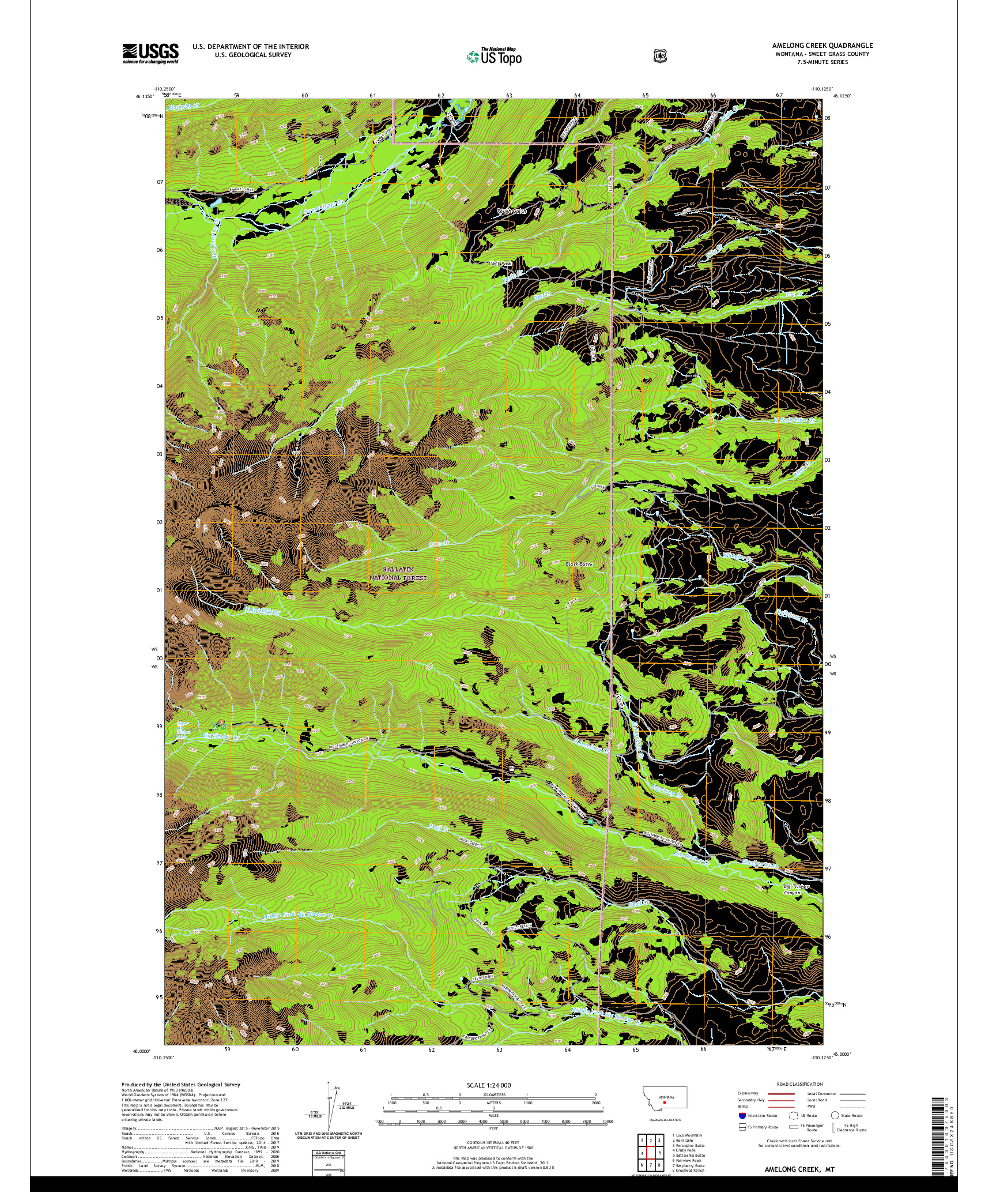 USGS US TOPO 7.5-MINUTE MAP FOR AMELONG CREEK, MT 2020