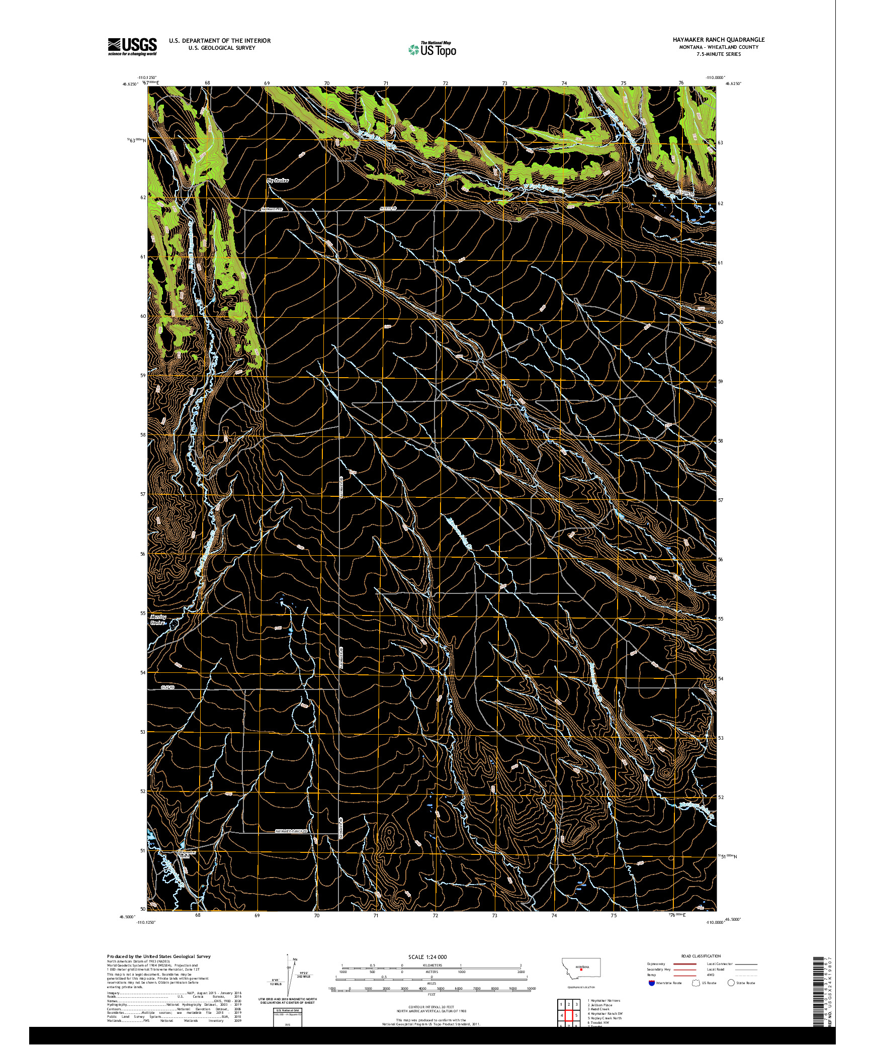 USGS US TOPO 7.5-MINUTE MAP FOR HAYMAKER RANCH, MT 2020