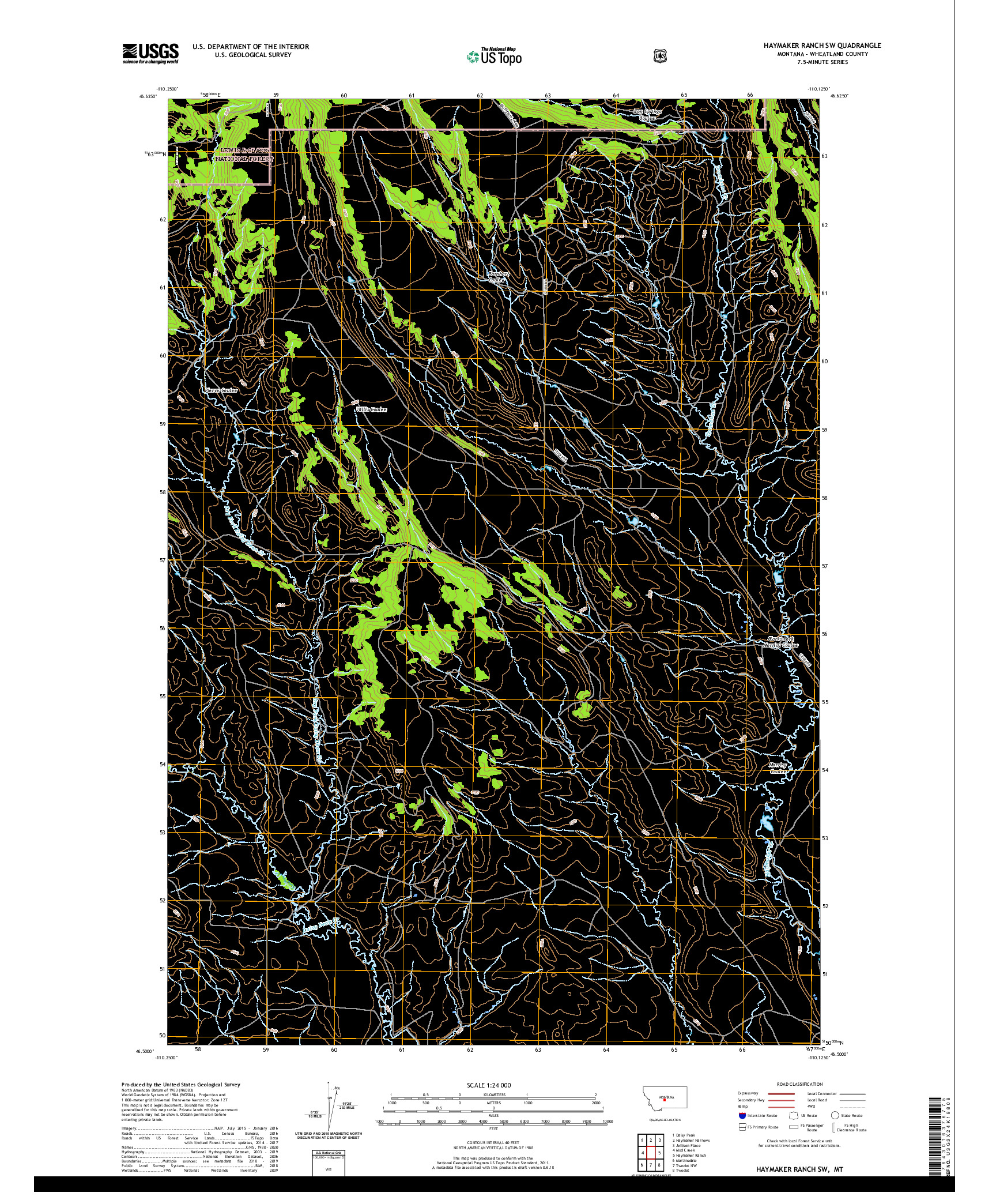 USGS US TOPO 7.5-MINUTE MAP FOR HAYMAKER RANCH SW, MT 2020