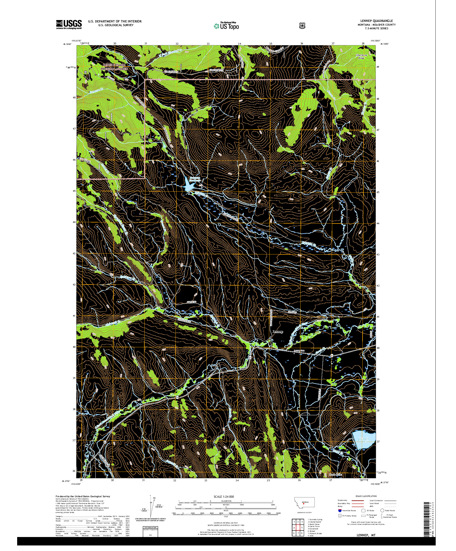 USGS US TOPO 7.5-MINUTE MAP FOR LENNEP, MT 2020