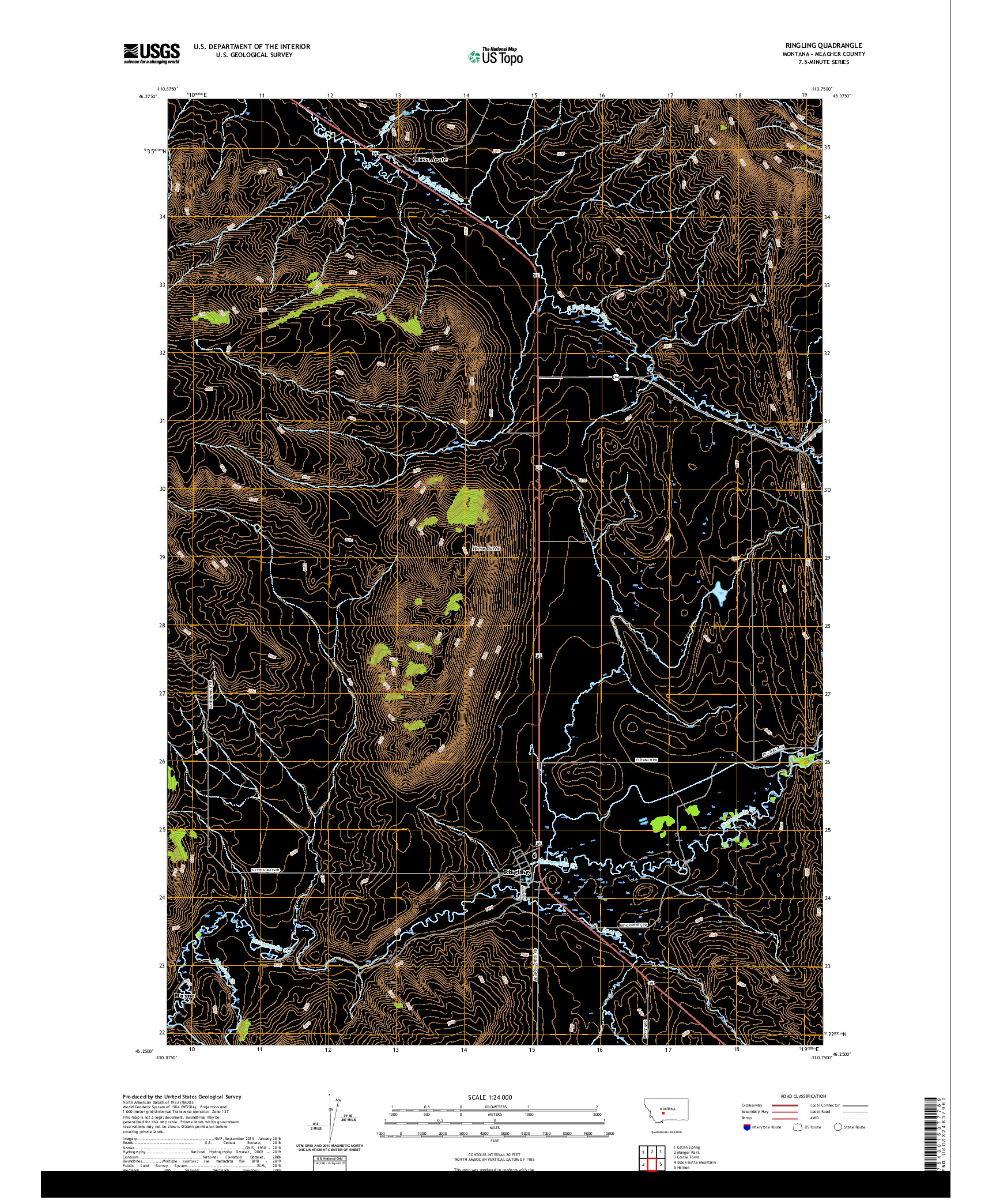 USGS US TOPO 7.5-MINUTE MAP FOR RINGLING, MT 2020