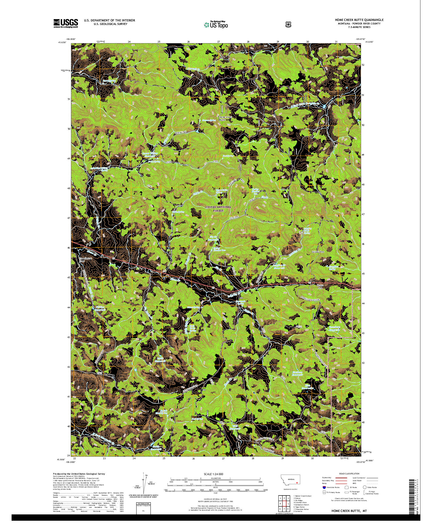 USGS US TOPO 7.5-MINUTE MAP FOR HOME CREEK BUTTE, MT 2020