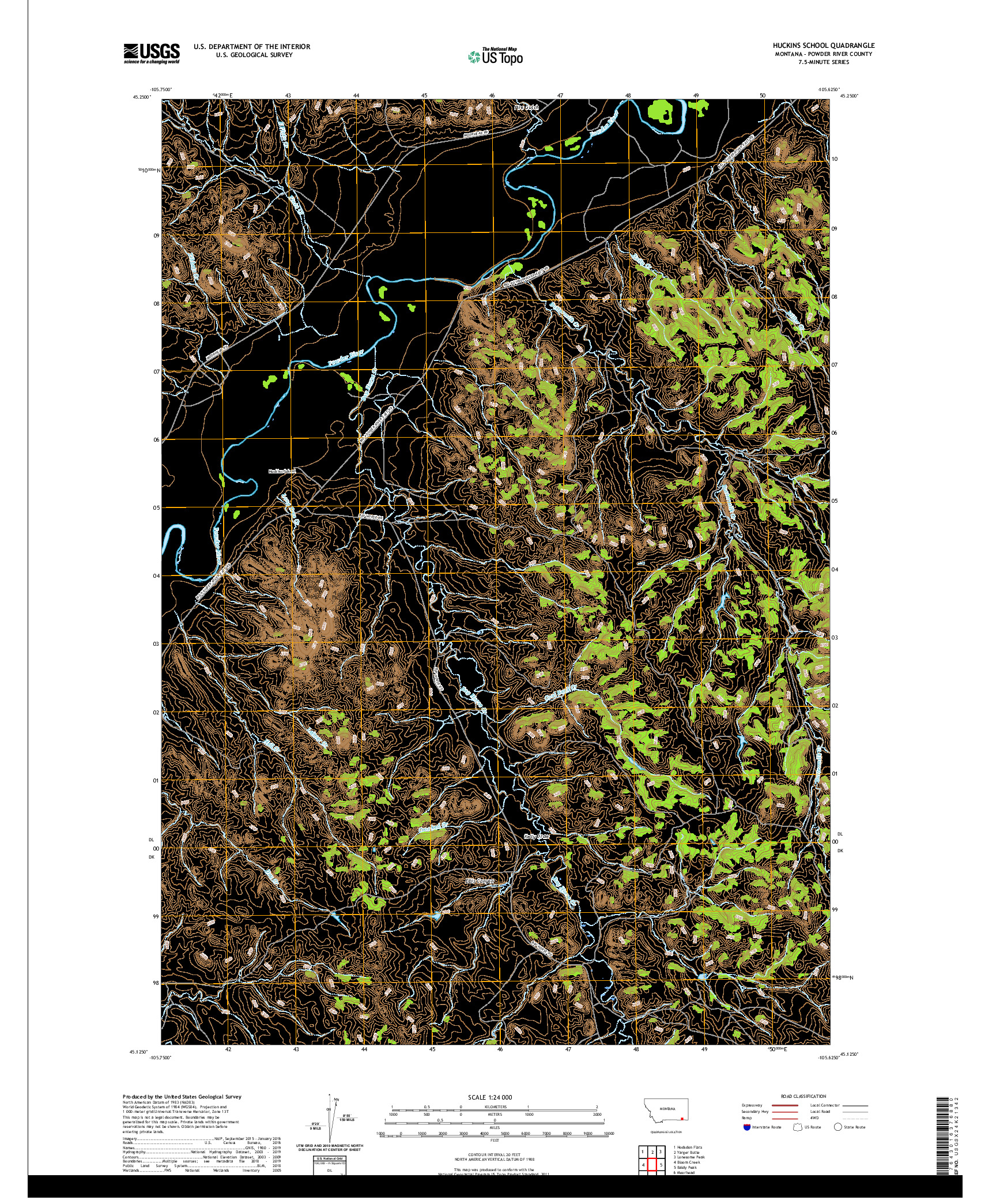 USGS US TOPO 7.5-MINUTE MAP FOR HUCKINS SCHOOL, MT 2020