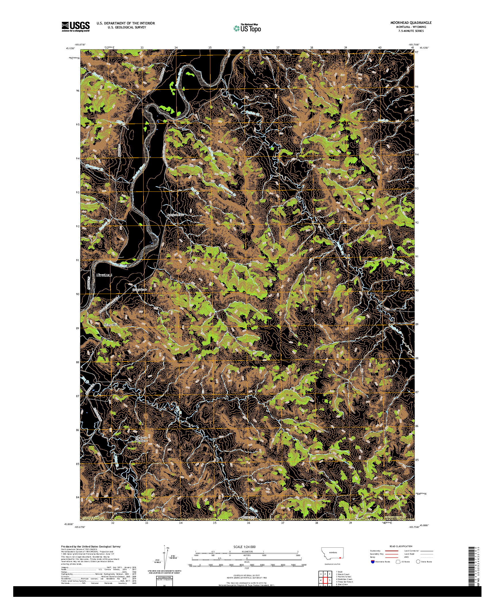 USGS US TOPO 7.5-MINUTE MAP FOR MOORHEAD, MT,WY 2020