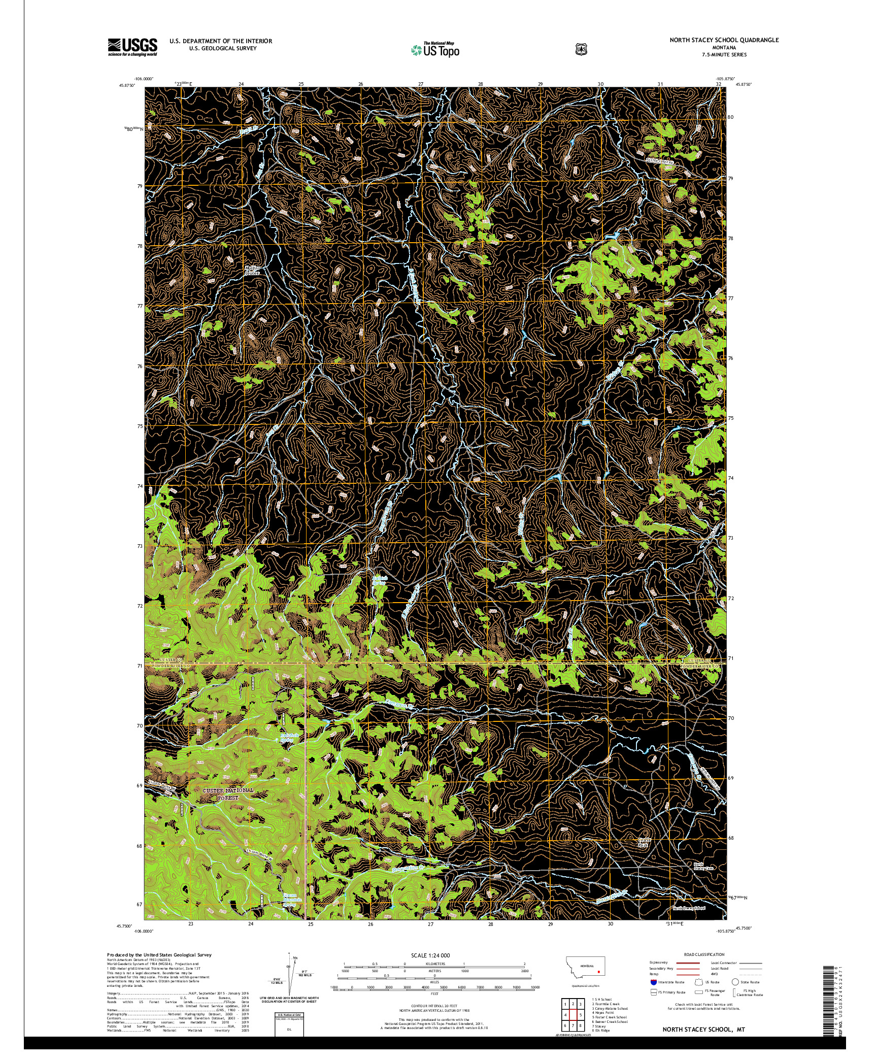 USGS US TOPO 7.5-MINUTE MAP FOR NORTH STACEY SCHOOL, MT 2020