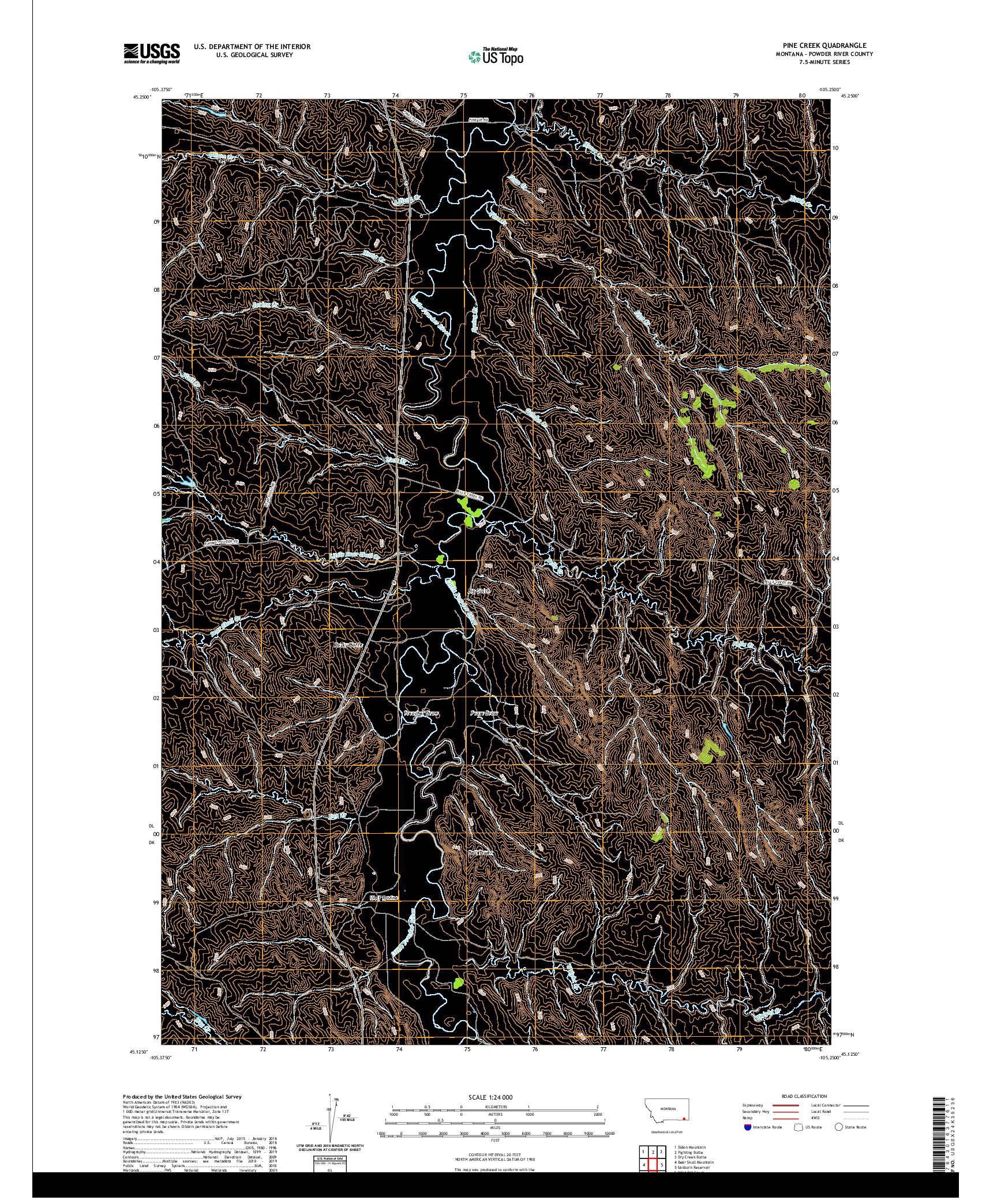 USGS US TOPO 7.5-MINUTE MAP FOR PINE CREEK, MT 2020