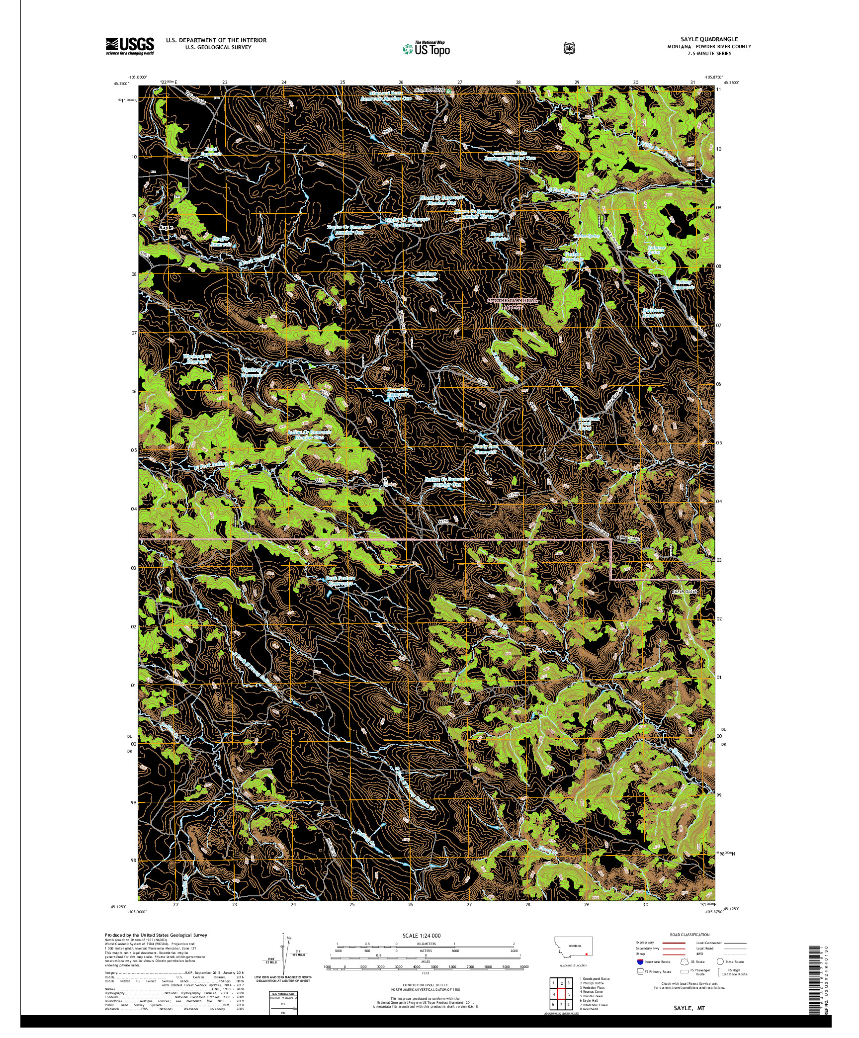 USGS US TOPO 7.5-MINUTE MAP FOR SAYLE, MT 2020