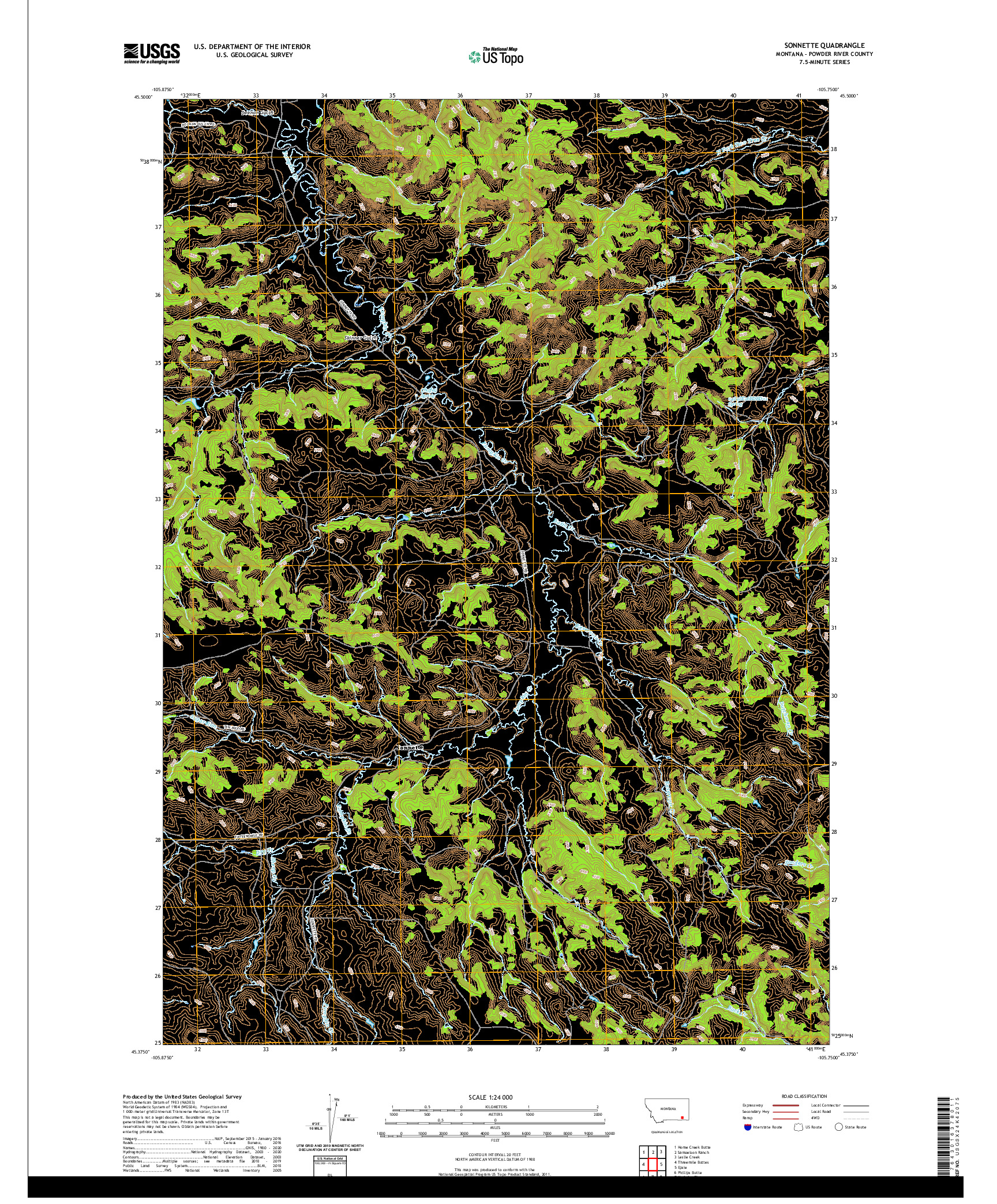 USGS US TOPO 7.5-MINUTE MAP FOR SONNETTE, MT 2020