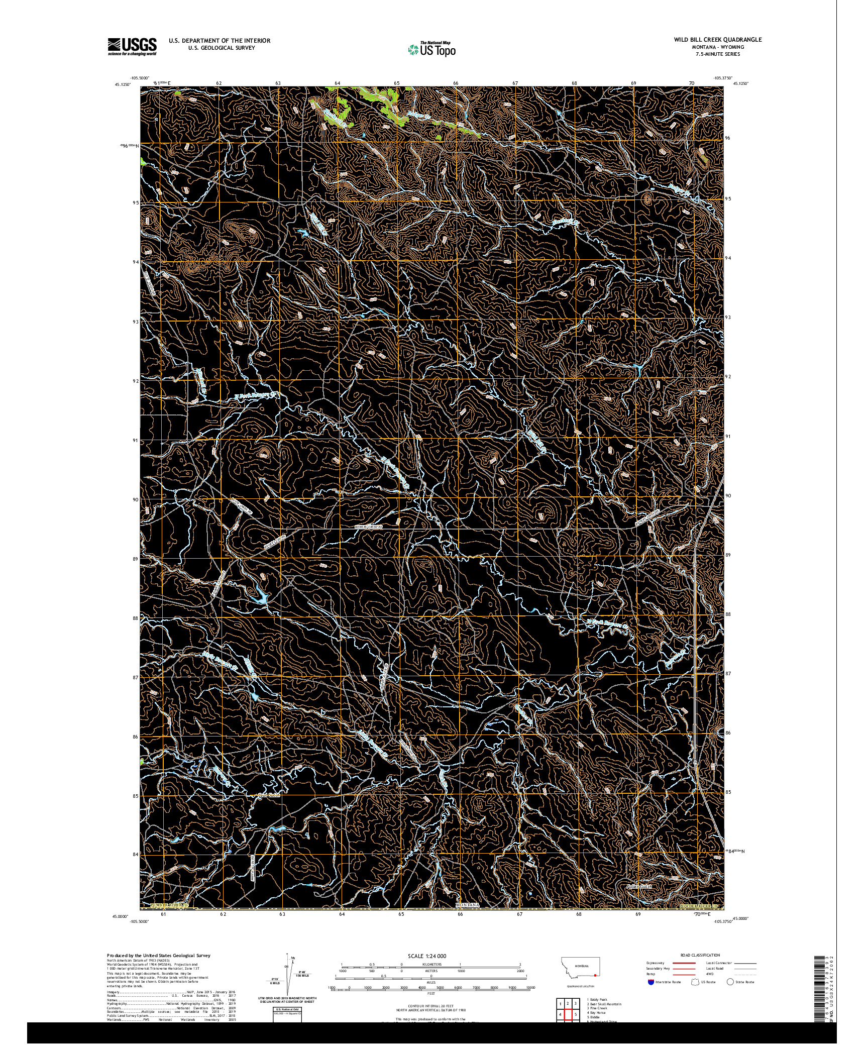 USGS US TOPO 7.5-MINUTE MAP FOR WILD BILL CREEK, MT,WY 2020