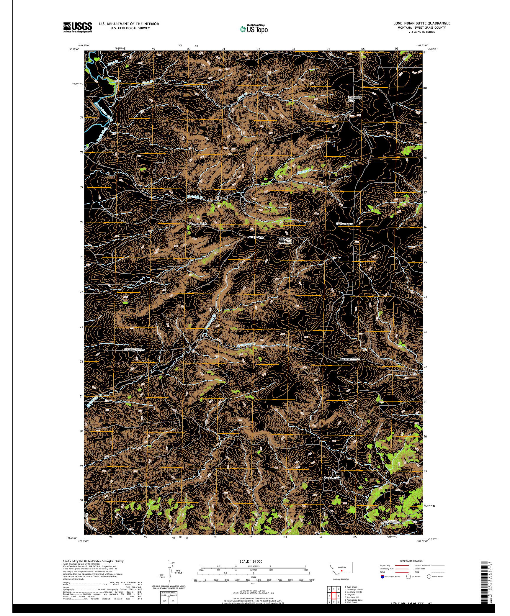 USGS US TOPO 7.5-MINUTE MAP FOR LONE INDIAN BUTTE, MT 2020