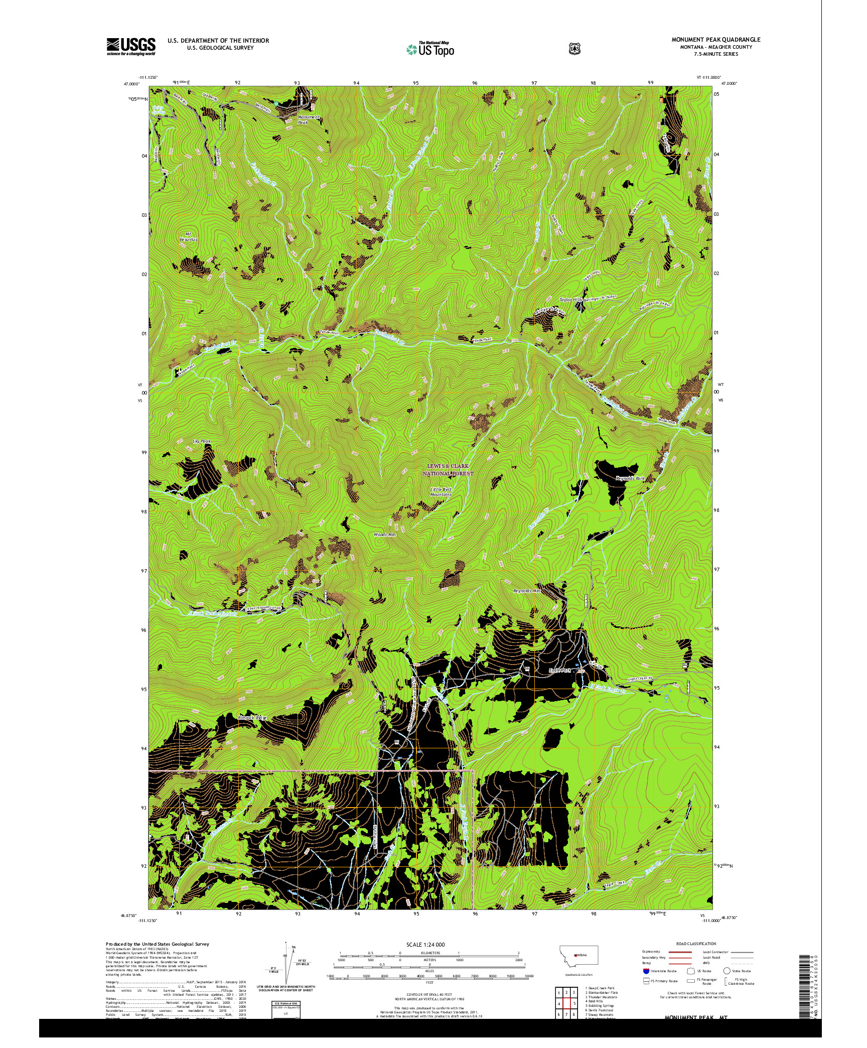 USGS US TOPO 7.5-MINUTE MAP FOR MONUMENT PEAK, MT 2020