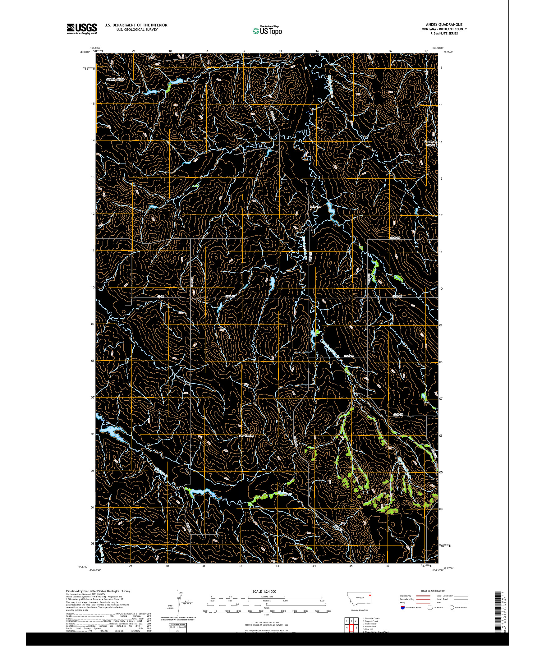 USGS US TOPO 7.5-MINUTE MAP FOR ANDES, MT 2020