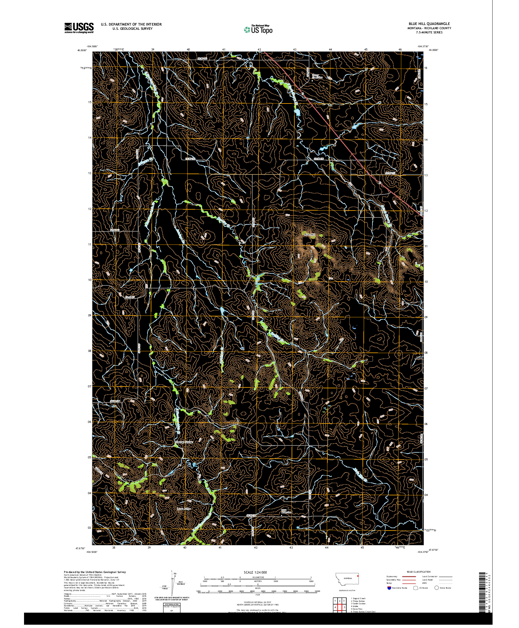 USGS US TOPO 7.5-MINUTE MAP FOR BLUE HILL, MT 2020