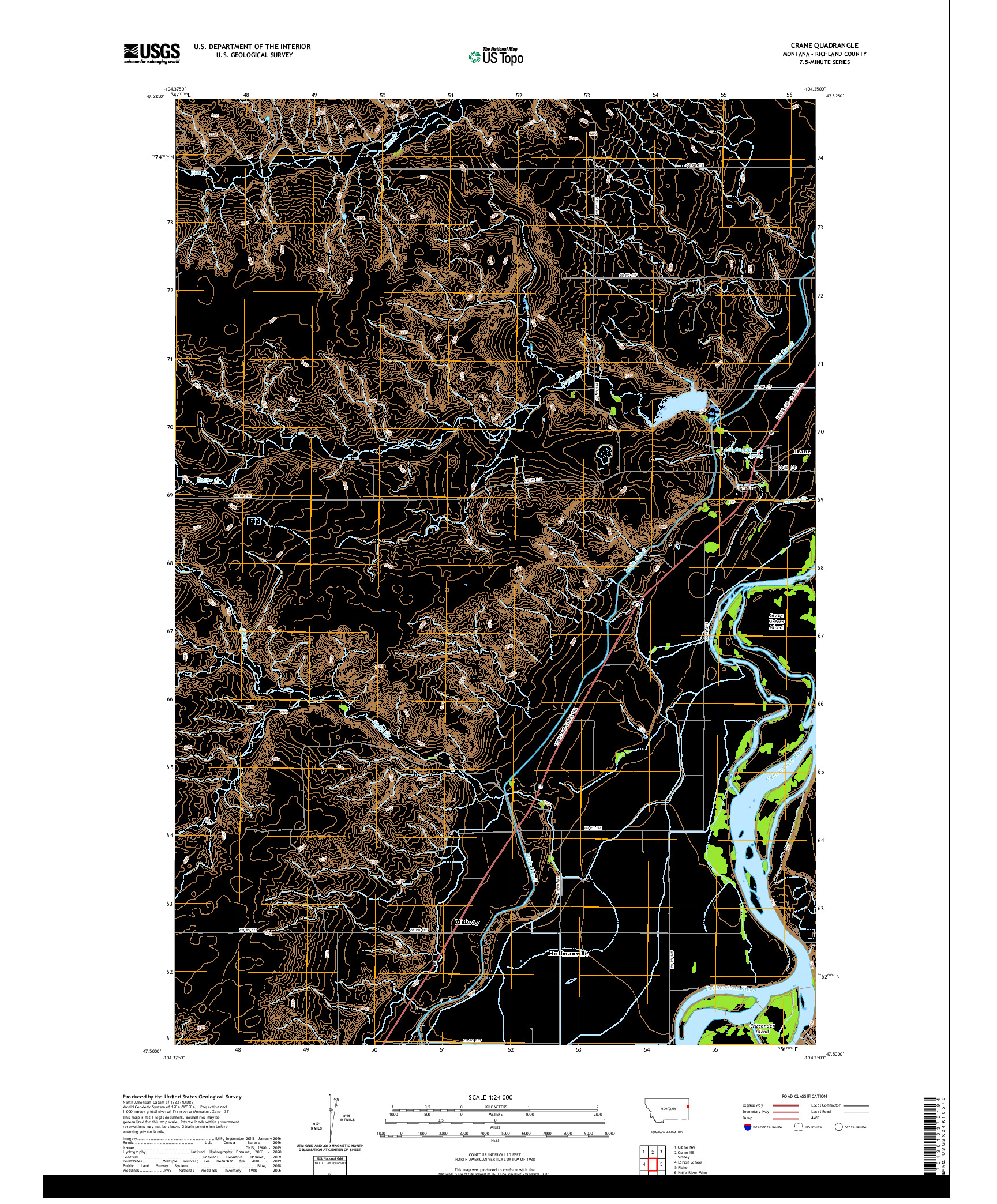 USGS US TOPO 7.5-MINUTE MAP FOR CRANE, MT 2020