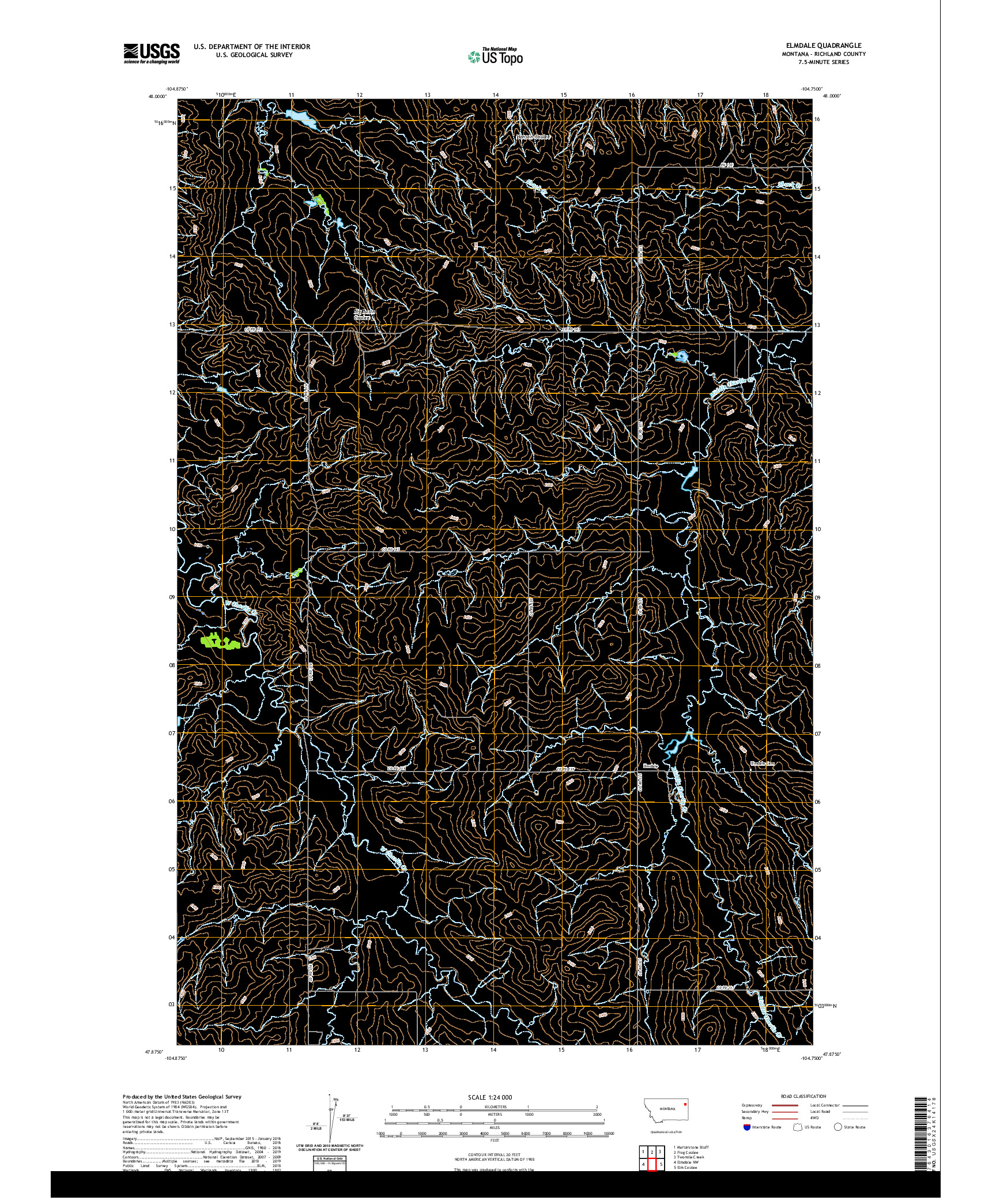 USGS US TOPO 7.5-MINUTE MAP FOR ELMDALE, MT 2020