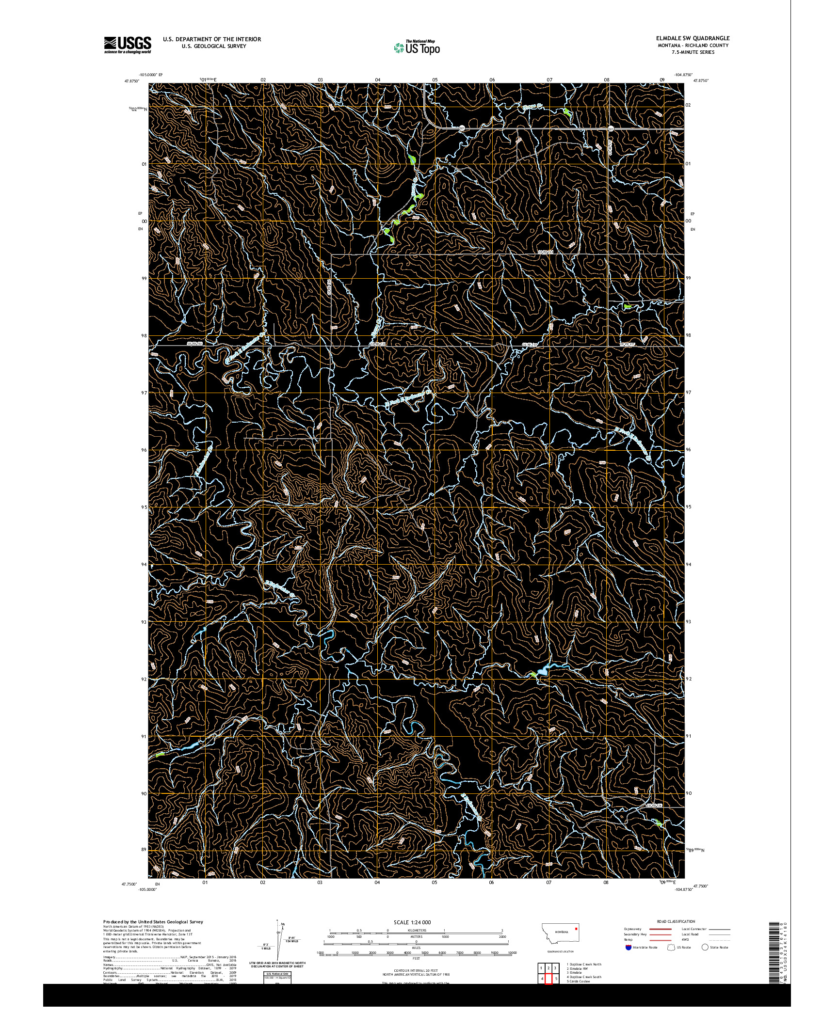 USGS US TOPO 7.5-MINUTE MAP FOR ELMDALE SW, MT 2020